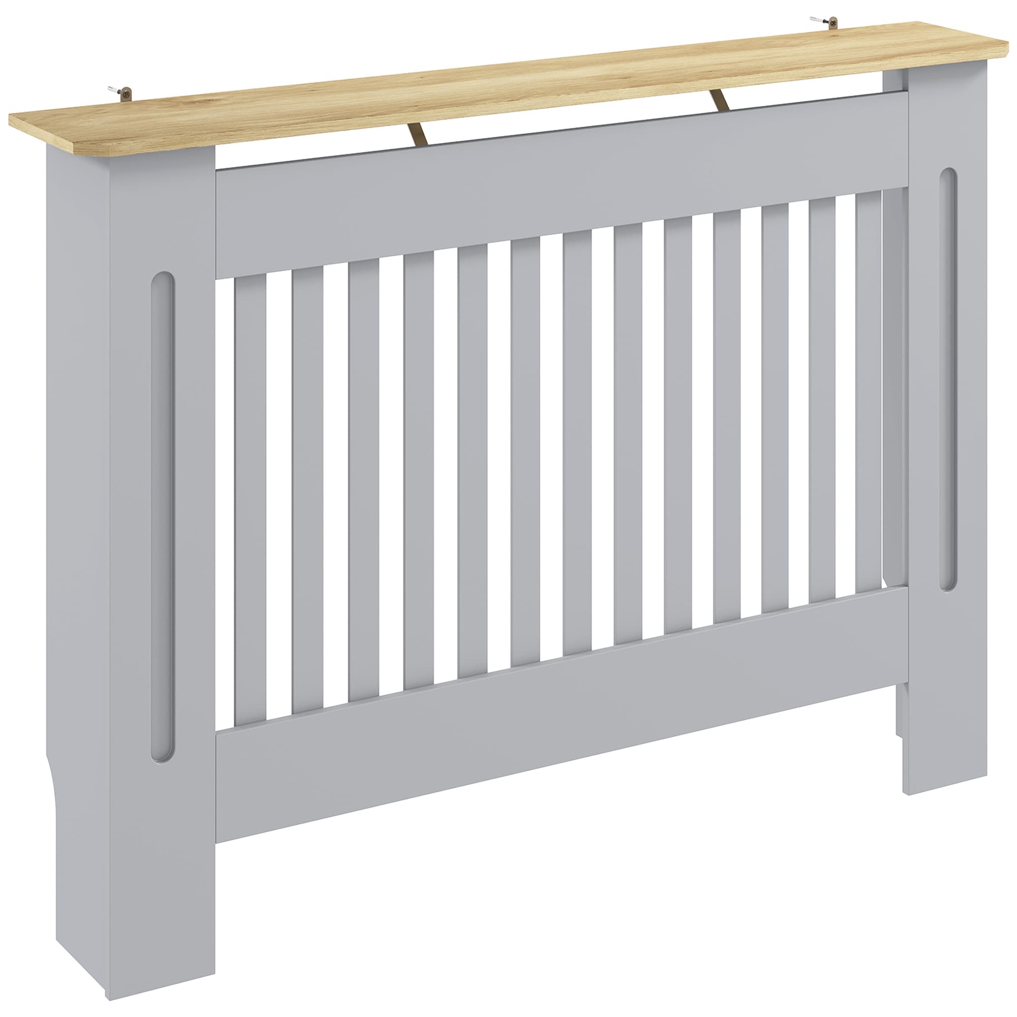 HOMCOM Slatted Radiator Cover, Painted Cabinet with Line Grill Design, 112L × 19W × 81H cm, Grey