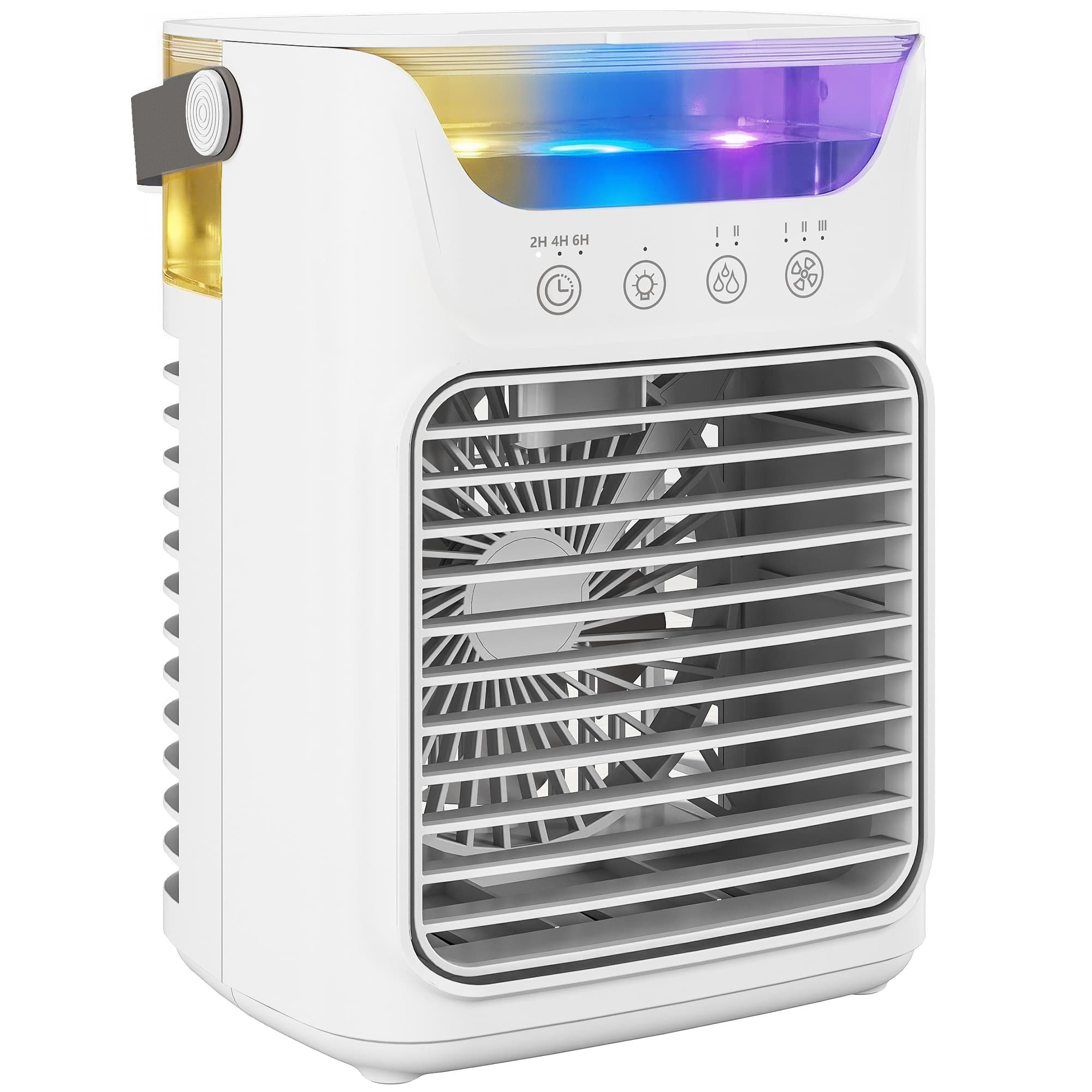 HOMCOM Desk Fan with Adjustable Head, 3-Speed Small Fan with 700ml Water Tank White