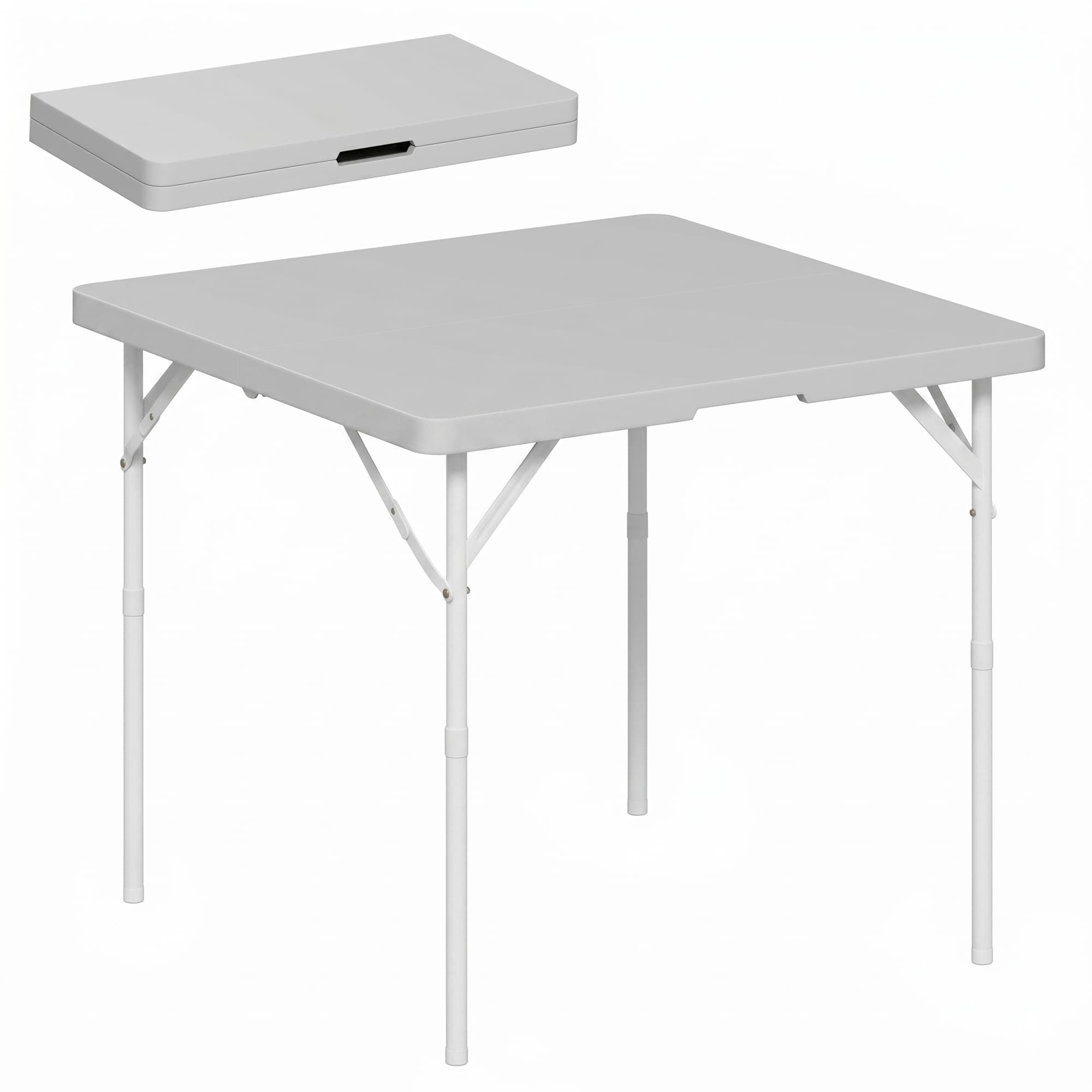 Outsunny 3ft Folding Camping Table, Heavy Duty Picnic Table with 2 Adjustable Height for Indoor Outdoor Garden, Party, BBQ, Dark Grey
