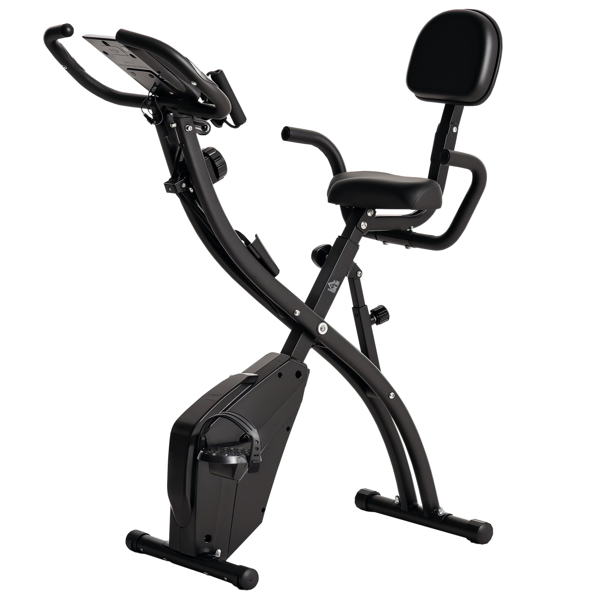 HOMCOM 2-in-1 Foldable Exercise Bike Recumbent Stationary Bike 8-Level Adjustable Magnetic Resistance with Pulse Sensor LCD Display