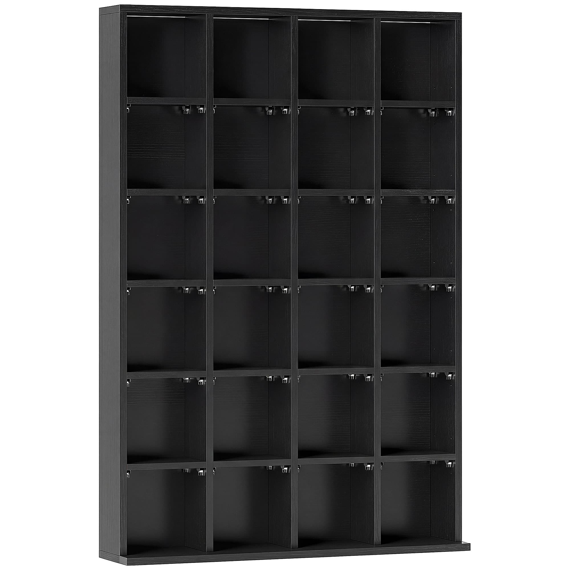 HOMCOM CD Storage Unit with Adjustable Shelves, 89 x 130.5 cm, Black | Aosom UK