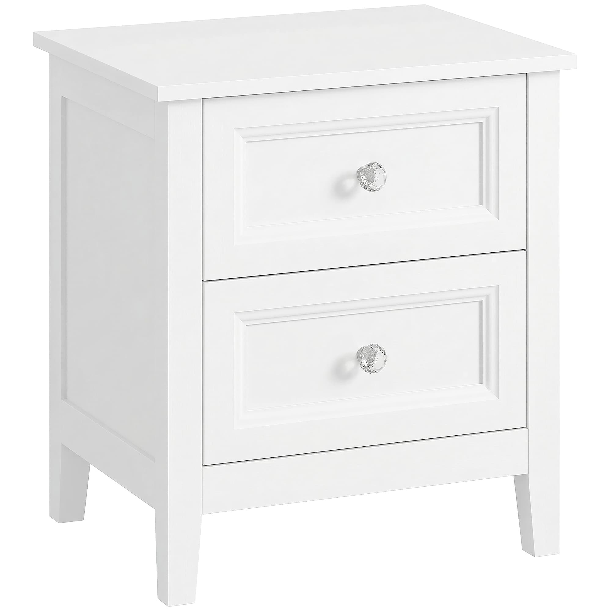 HOMCOM Nightstand with 2 Drawers Modern Bedside Table for Bedroom Living Room White
