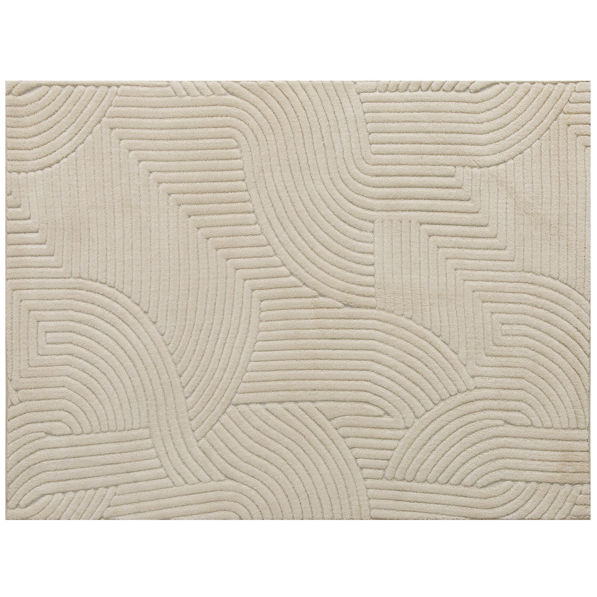 HOMCOM Modern Geometric Rug, Thick & Plush, Non-Slip, 230 x 160 cm – Cream, Living Room/Bedroom/Office
