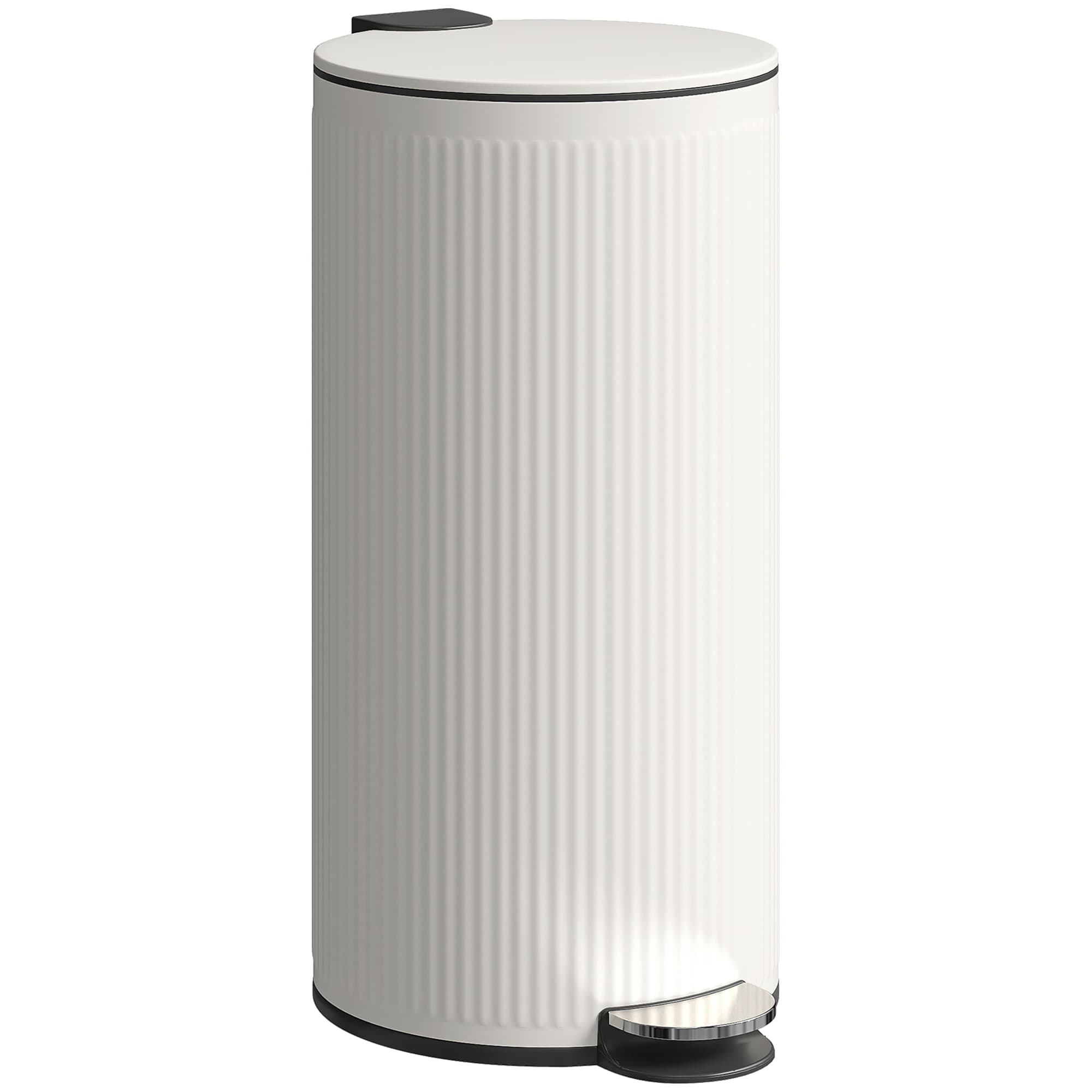 HOMCOM Kitchen Bin, 30 Litre Pedal Rubbish Bin with Removable Bucket, Cream