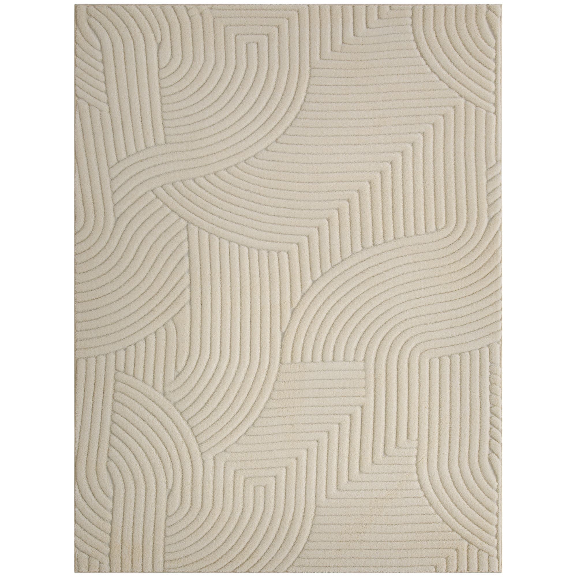 HOMCOM Modern Geometric Rug, Thick & Plush, Non-Slip, 160 x 120 cm – Cream, Living Room/Bedroom/Office