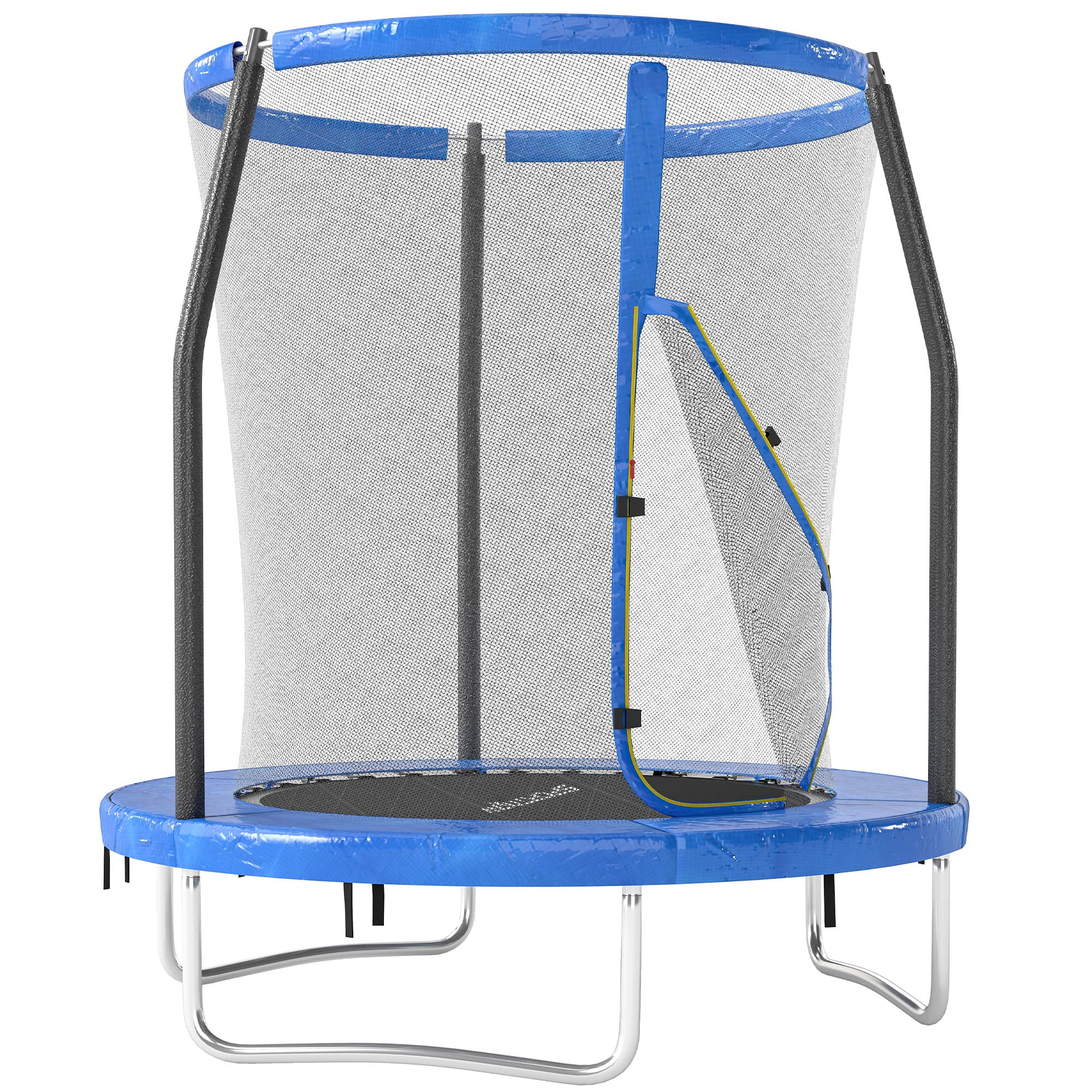 SPORTNOW 6ft Trampoline with Safety Enclosure Net, Steel Frame Outdoor Trampoline, Jumping Mat with Edge Safety Cover for Fitness, Blue | Aosom UK