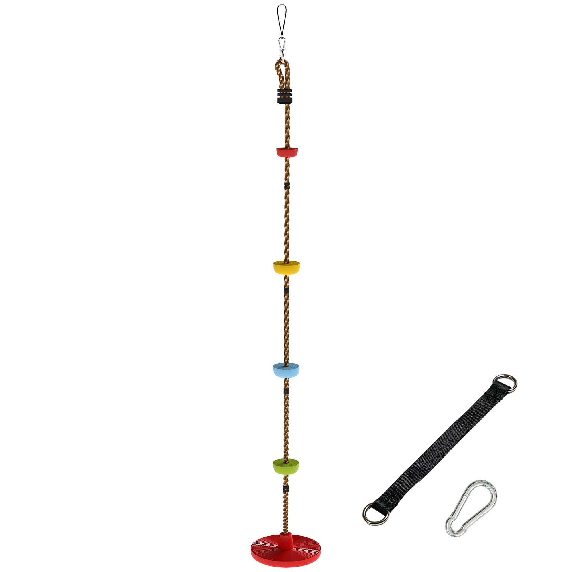 AIYAPLAY Climbing Rope, Kids Tree Swing Kit with Platforms and Disc Swings Seat, Obstacle Course Kids for Garden, Red