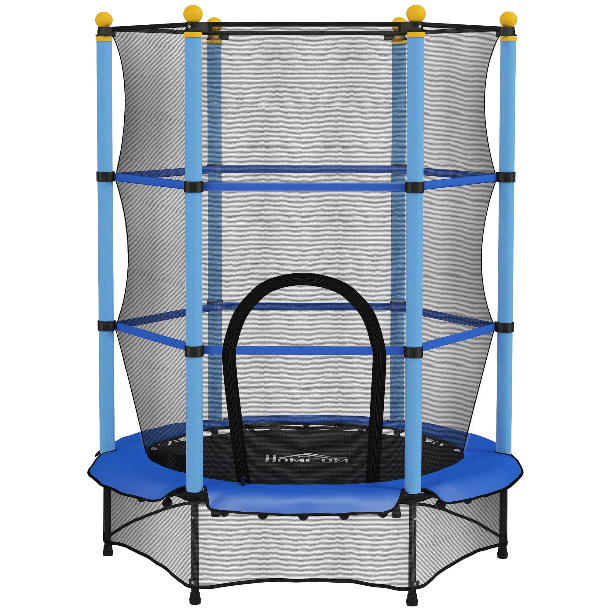 HOMCOM 4.6FT/75" Kids Trampoline, Indoor Outdoor Toddler Trampoline, with Safety Enclosure, Springless design - Blue | Aosom UK
