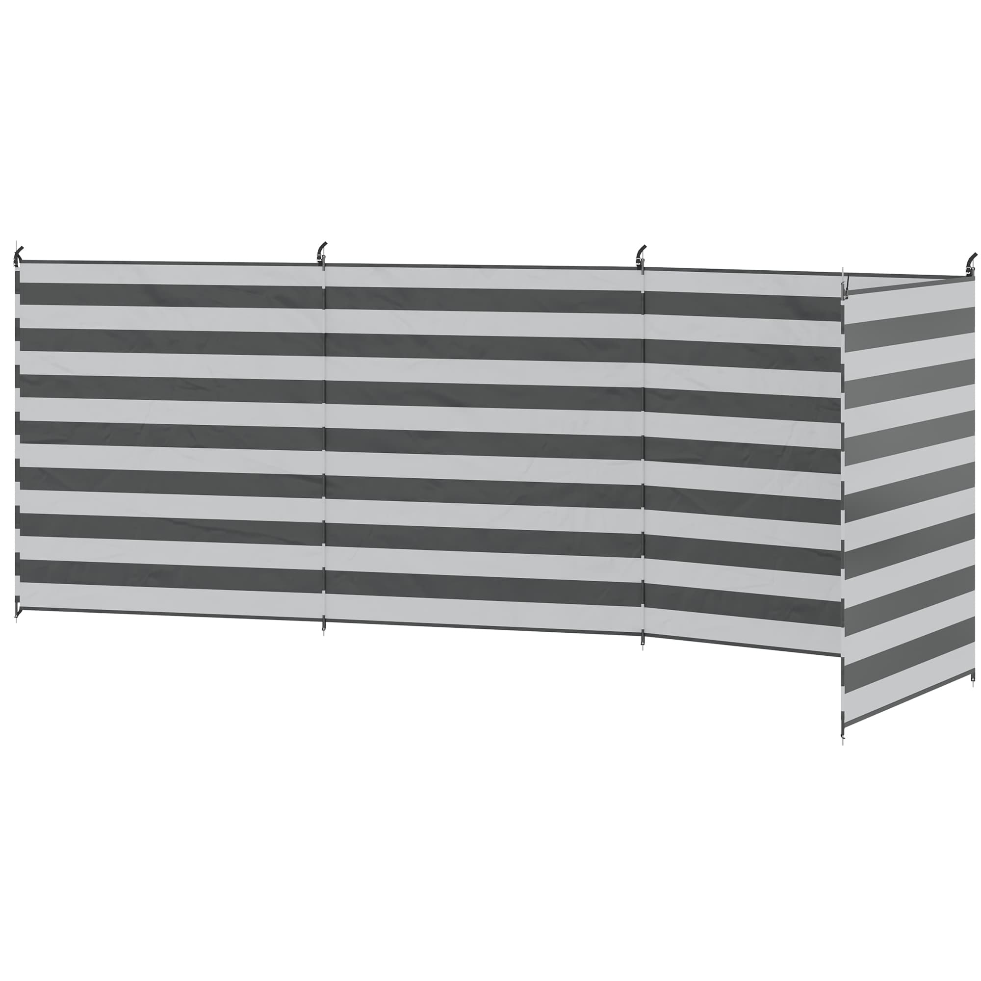 Outsunny 5 Pole Camping Windbreaks, Beach Wind Shield Shelter w/ Carry Bag and Steel Poles, Caravan Privacy Shield, 540cm x 150cm, Grey