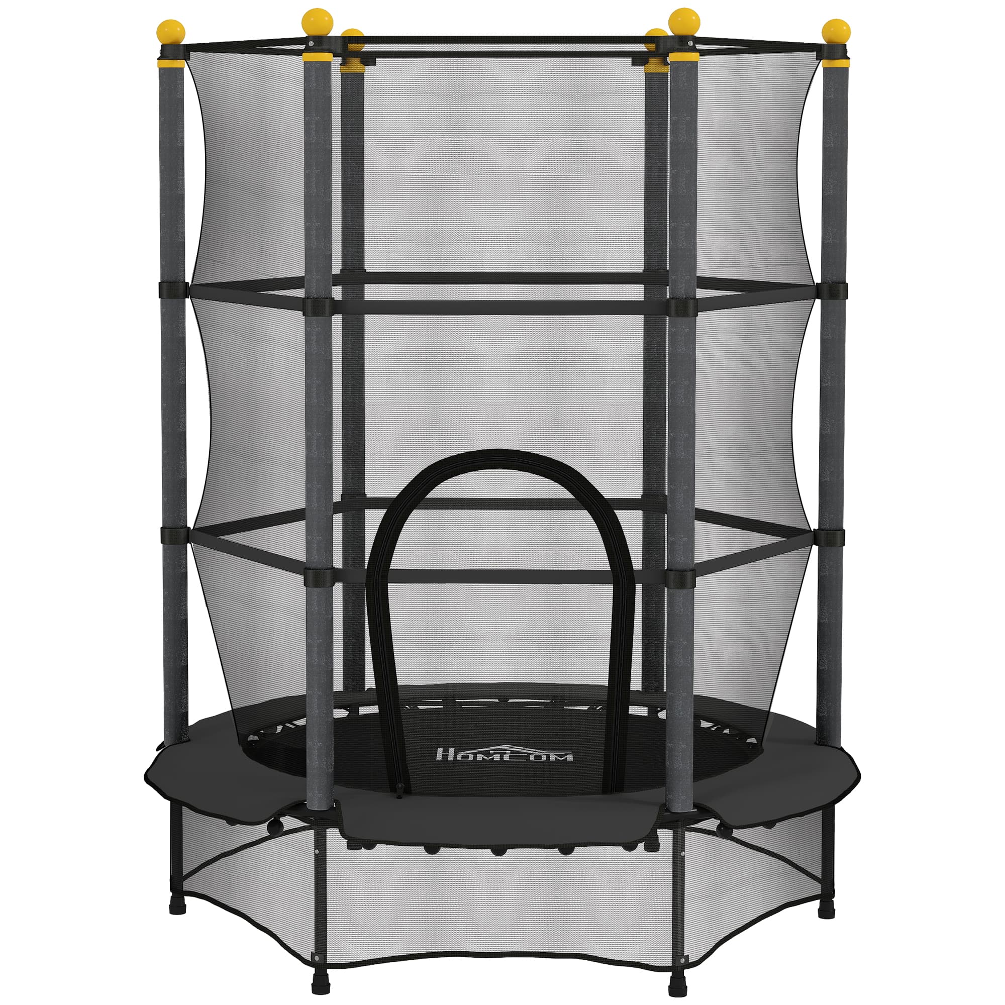 HOMCOM 4.6FT/75" Kids Trampoline, Indoor Outdoor Toddler Trampoline, with Safety Enclosure, Springless design - Black | Aosom UK