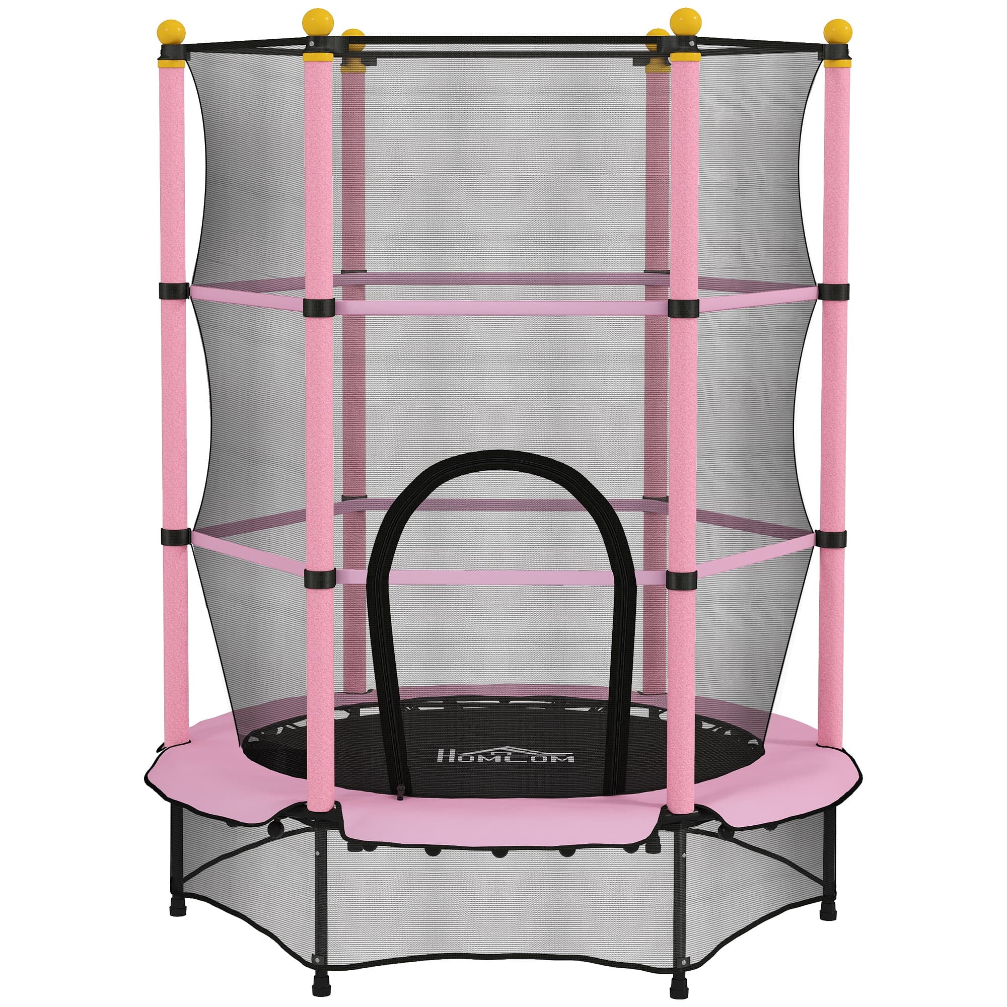 HOMCOM 4.6FT/75" Kids Trampoline, Indoor Outdoor Toddler Trampoline, with Safety Enclosure, Springless design - Pink | Aosom UK