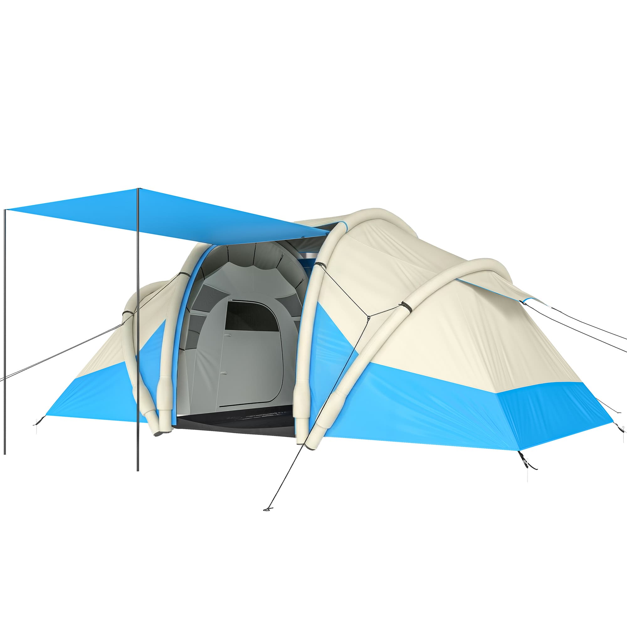 Outsunny Inflatable Tent 2 Bedroom Waterproof Windproof Air Tent with Carry Bag for 2-4 Person thumbnail 2
