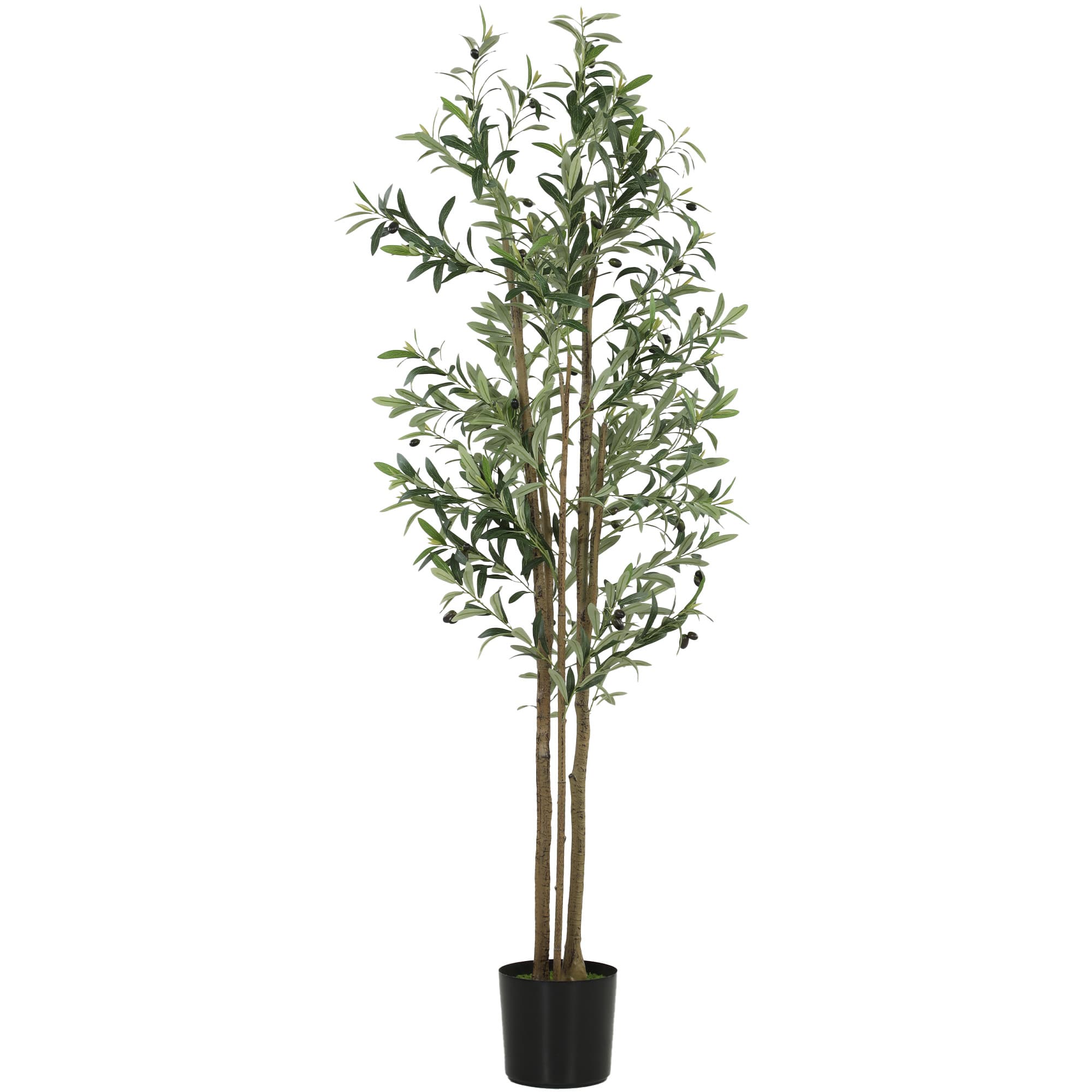 HOMCOM 175 cm Artificial Olive Tree, Tall Faux Plant with 787 Leaves & Adjustable Branches,