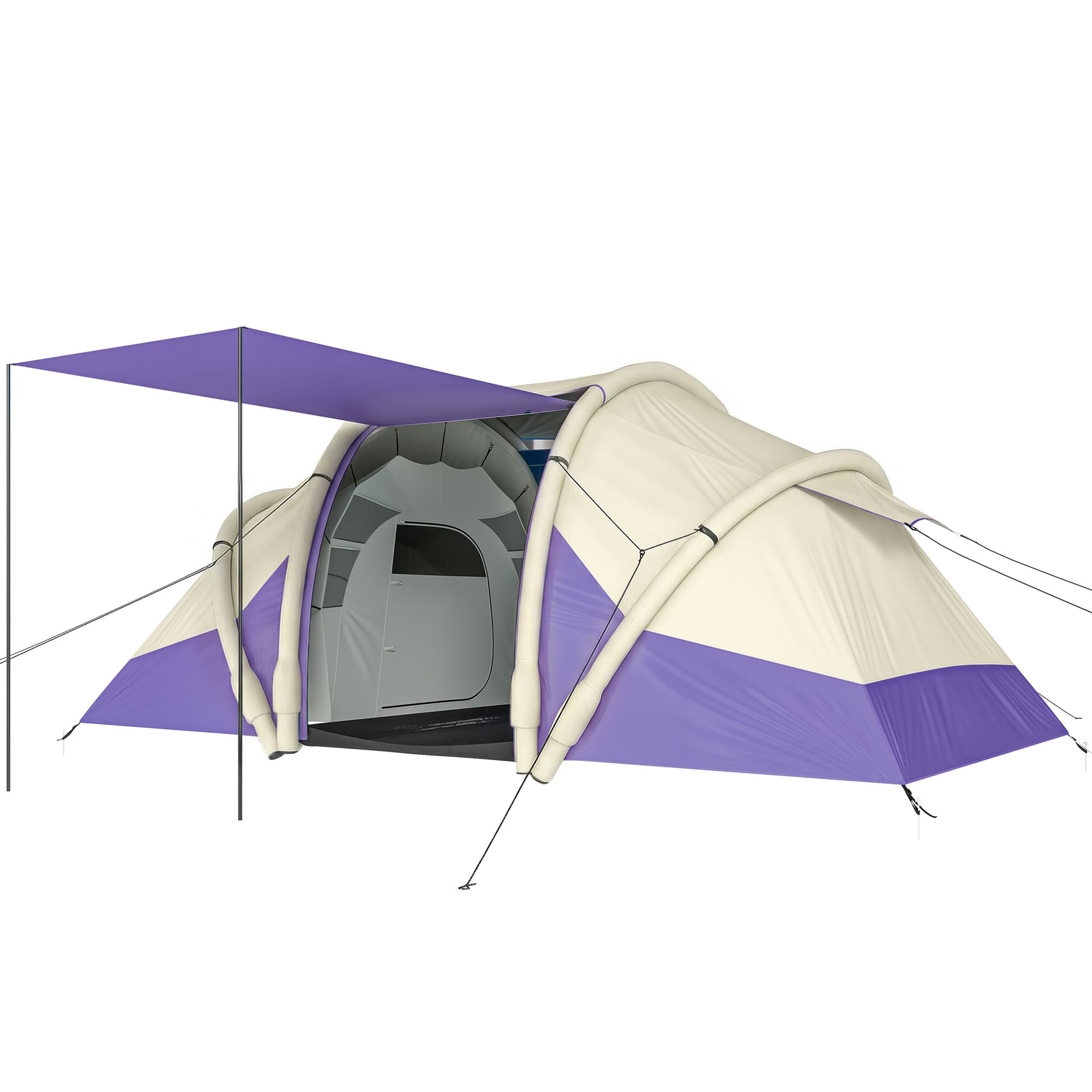 Outsunny Inflatable Tent 2 Bedroom Waterproof Windproof Air Tent with Carry Bag for 2-4 Person