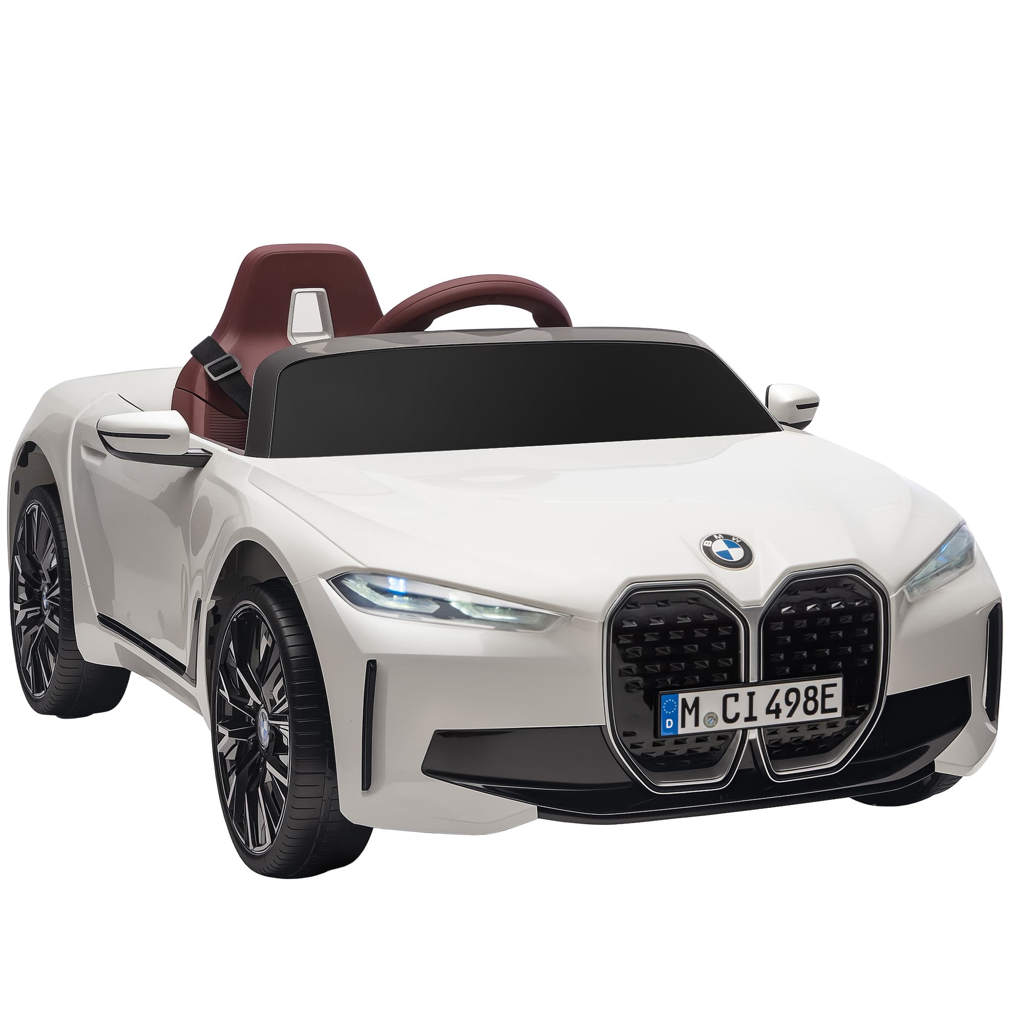 HOMCOM BMW i4 Licensed 12V Kids Electric Ride on Car w/ Remote Control, Powered Electric Car w/ Portable Battery, Music, for Kids Aged 3-6, White