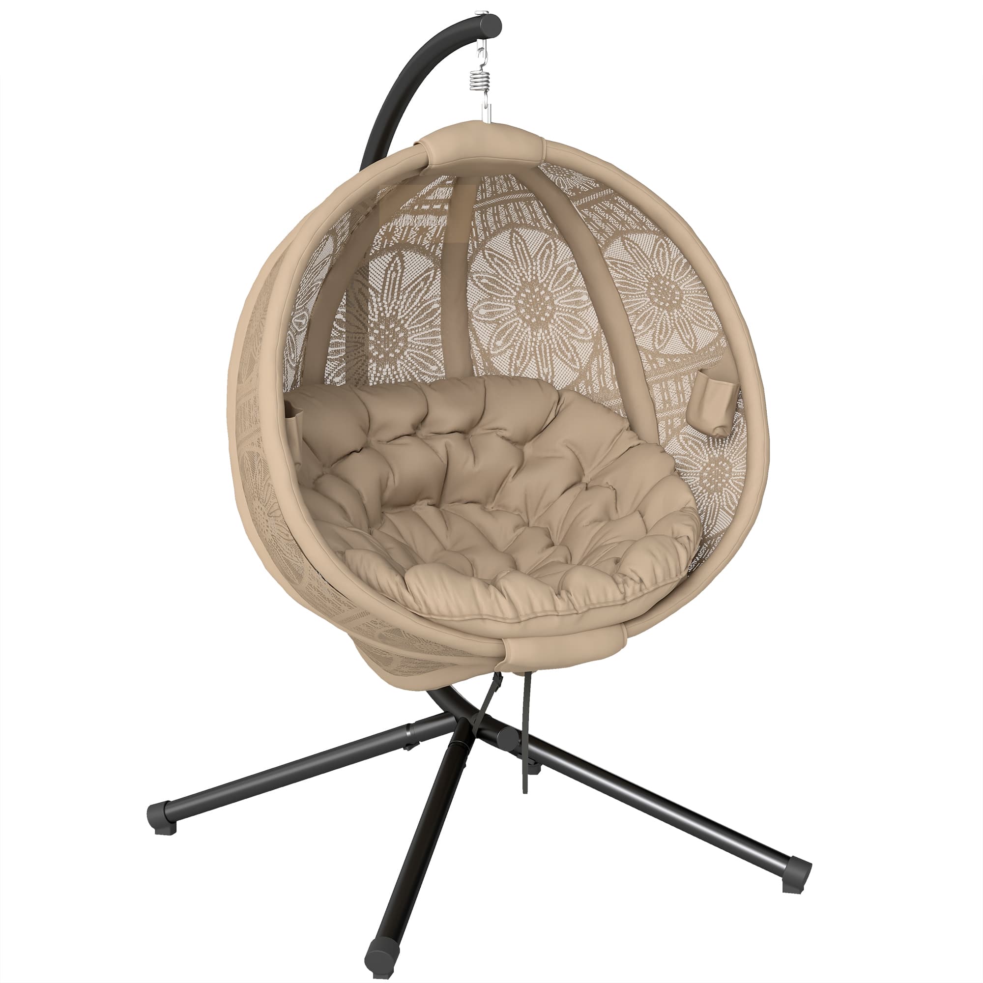 Outsunny Round Egg Basket Chair, with Steel Stand