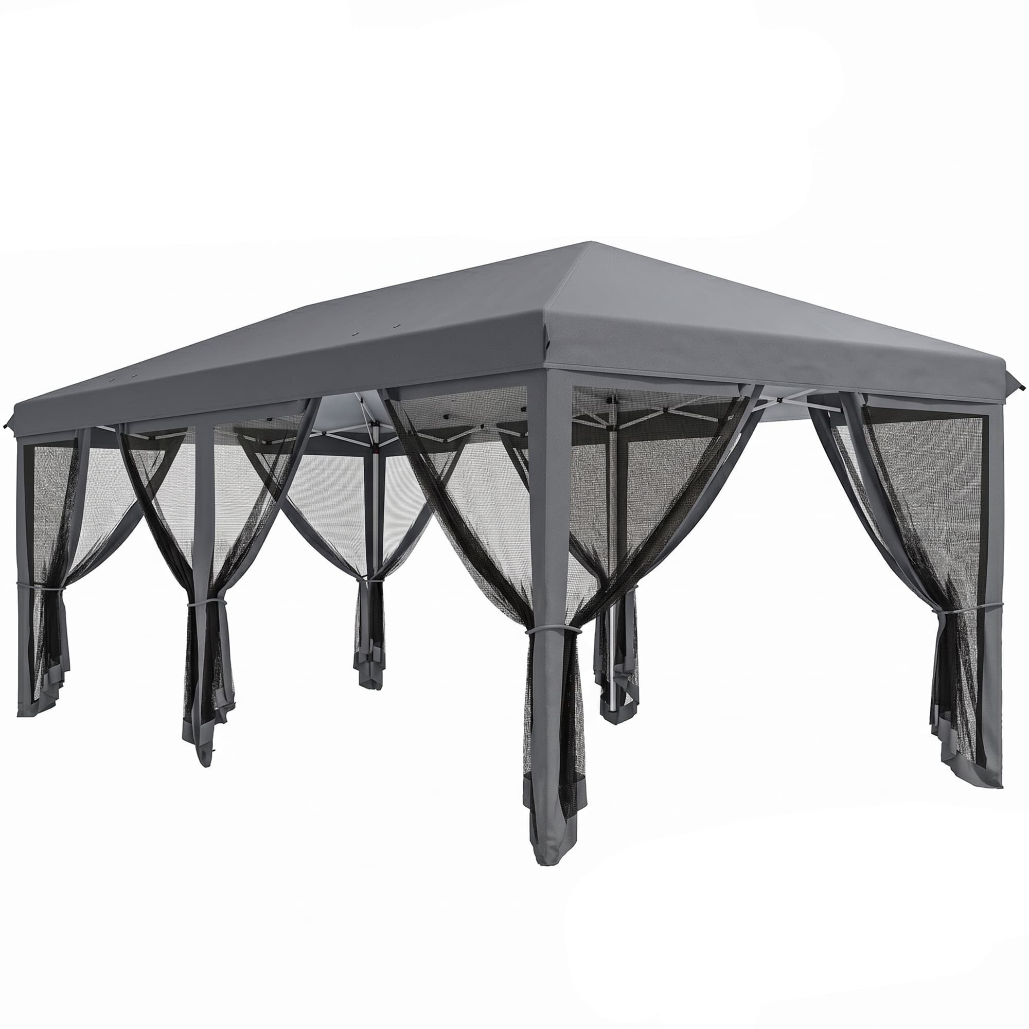 Outsunny 6x3m Pop Up Gazebo, Wedding Tent w/ 6 Mesh Walls & Carry Bag, Grey | Aosom UK