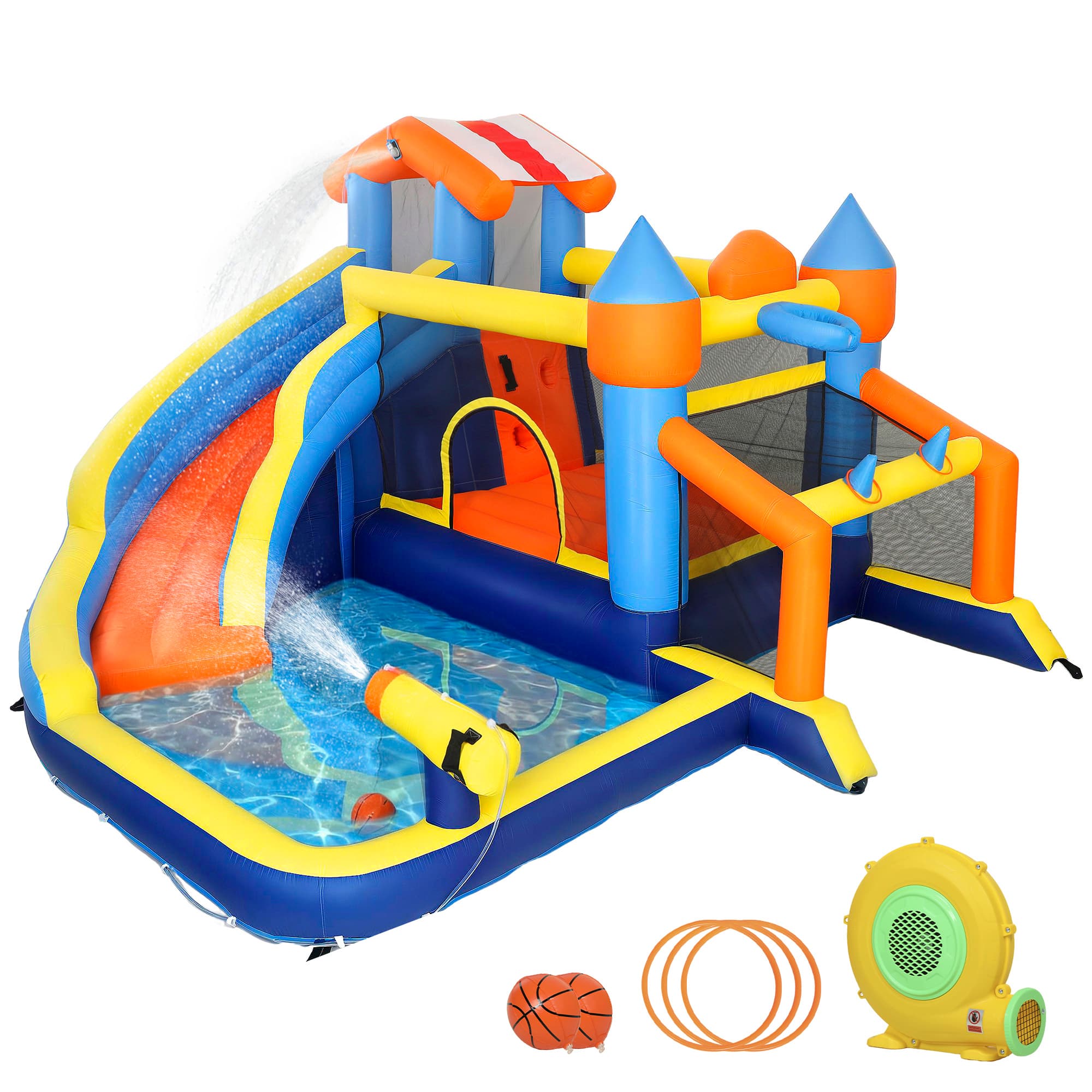 AIYAPLAY Bouncy Castle for Kids, Inflatable Bounce House with Slide, Pool (Ball Pit), Climbing Wall and Blower for Outdoor