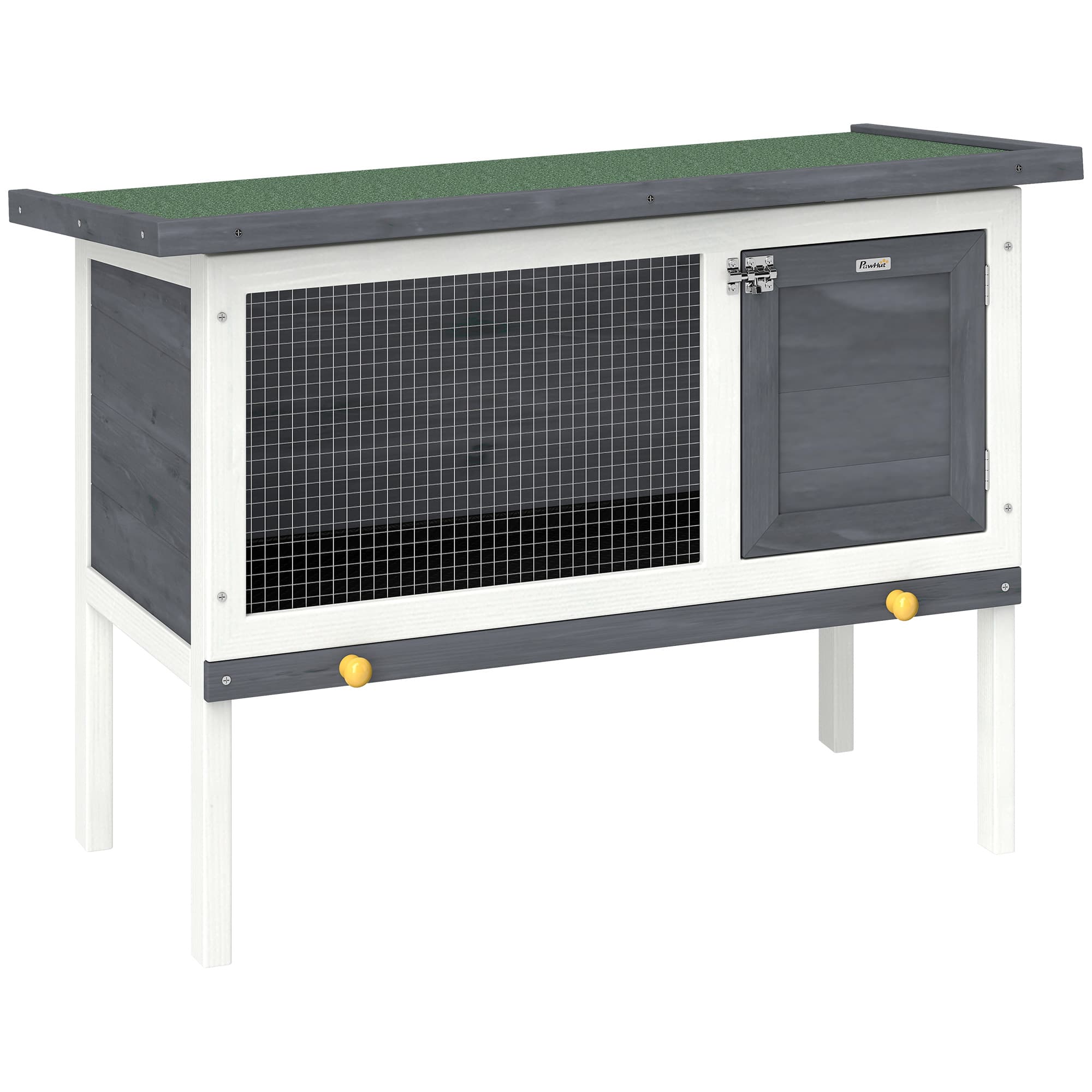 PawHut Wooden Rabbit Hutch, Guinea Pig Hutch with Asphalt Roof, Outdoor Elevated Bunny House for Rabbits, Chinchillas thumbnail 2