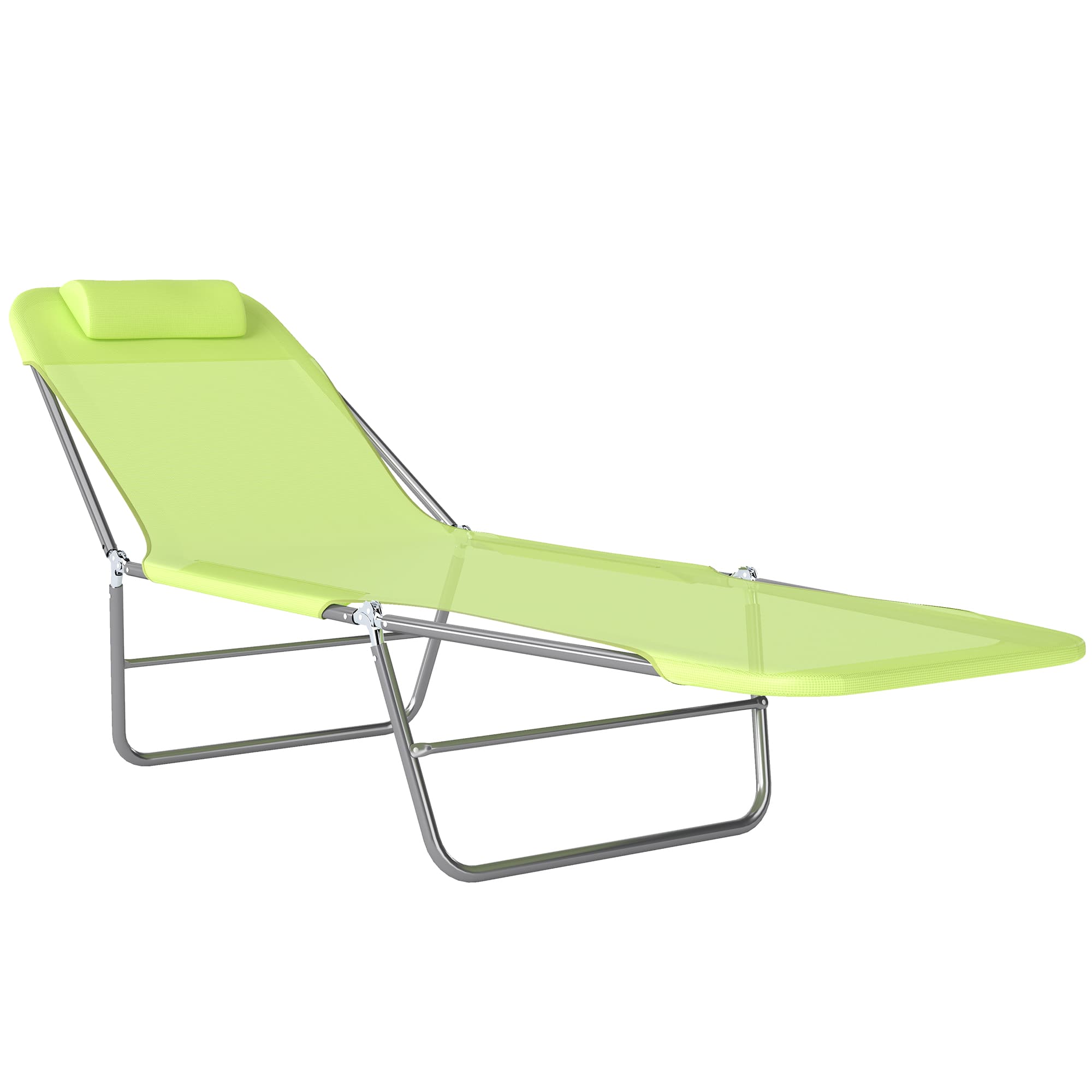 Outsunny Adjustable Sun Lounger: Reclining Garden Relaxer with Adjustable Back, Green