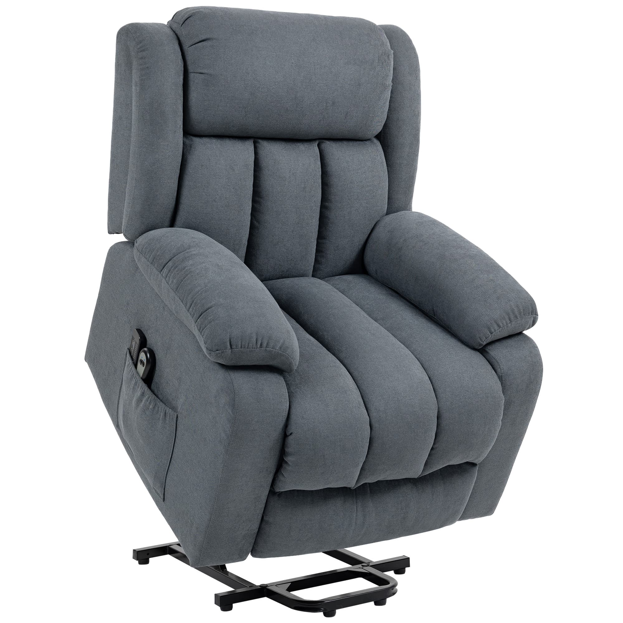 HOMCOM Power Lift Recliner Chair with Massage, Overstuffed Lift Chair for Elderly with Footrest, Remote and Side Pocket, Grey