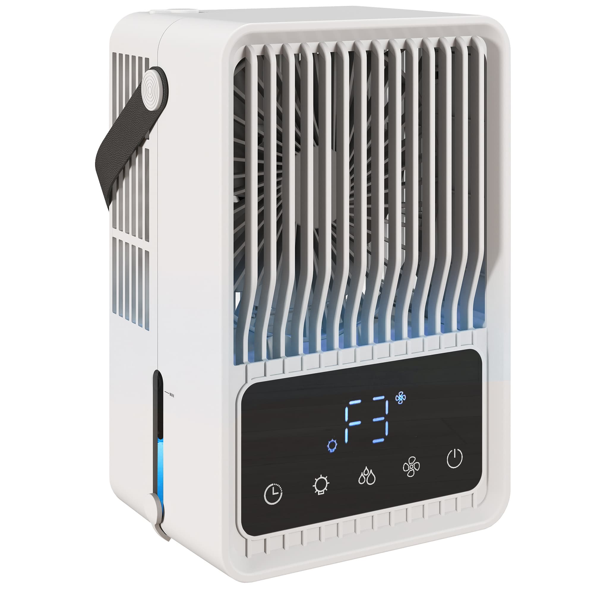 HOMCOM Desk Fan with Humidifier and RGB Light Portable Table Fan with 550ml Water Tank Black