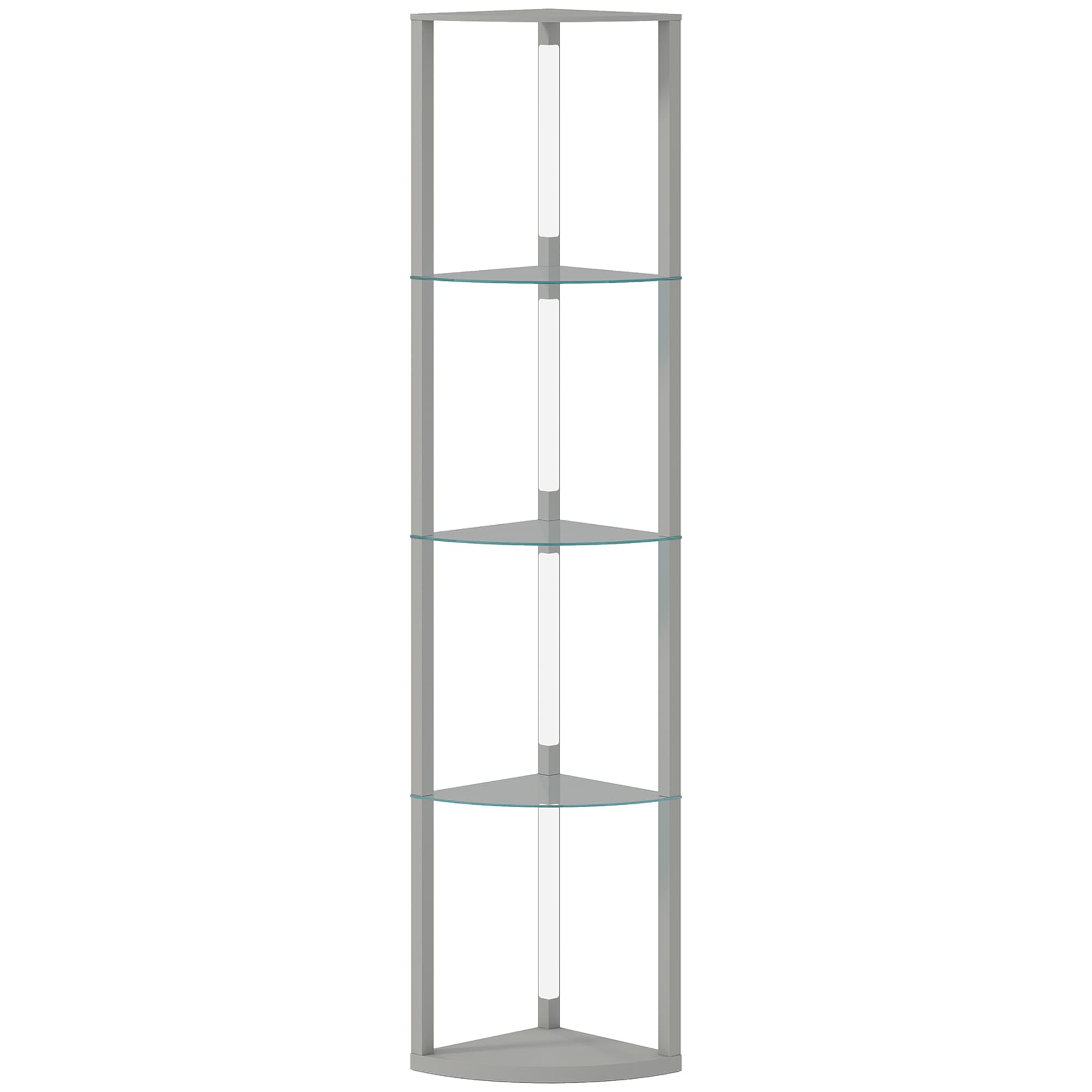 HOMCOM LED Floor Lamp with Shelves, Dimmable Standing Lamp with Foot Switch for Living Room, Bedroom, Grey