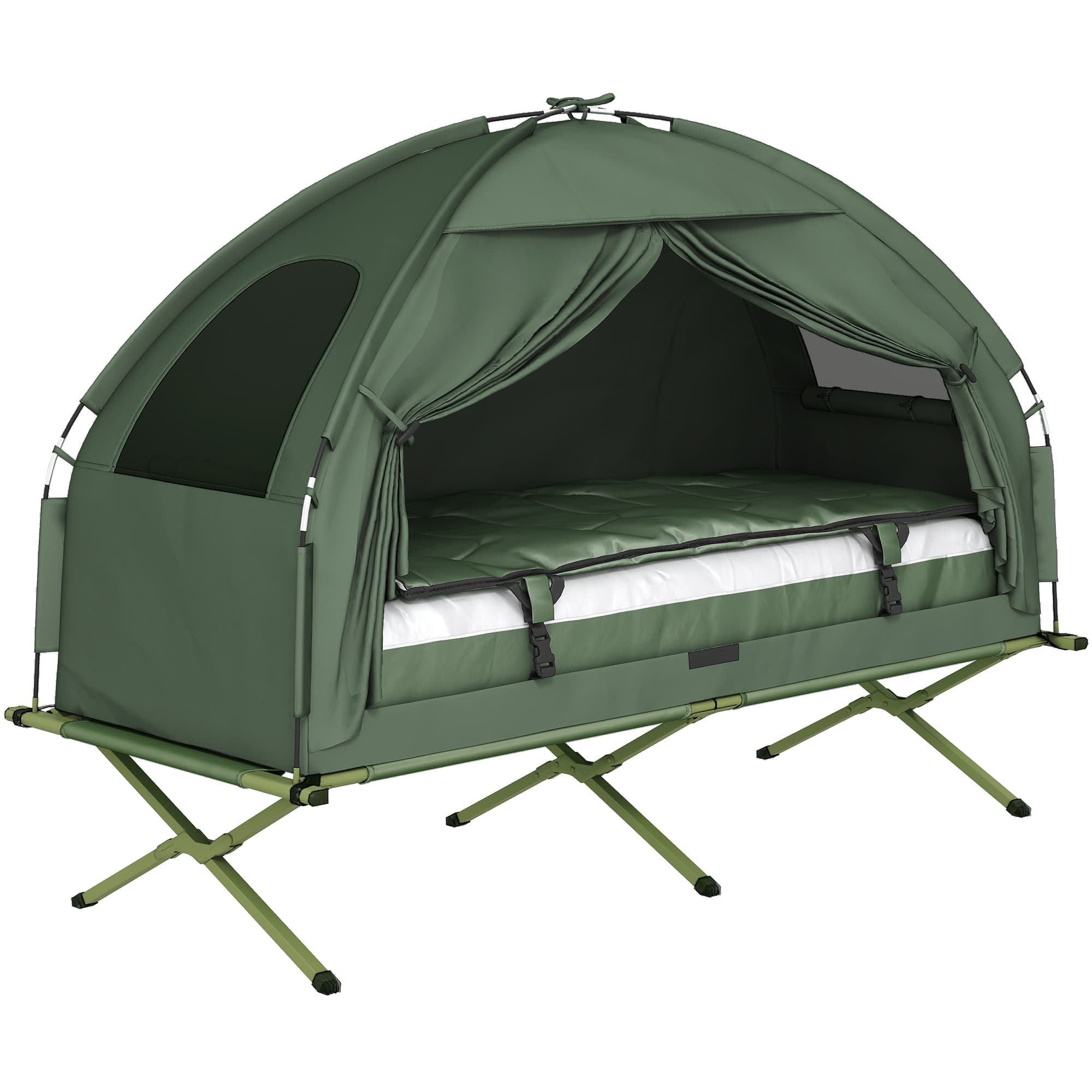 Outsunny Single Bed For Camping - Portable Compact 1-Person Camping Bed Foldable Camping Bed With Mattress | Aosom UK