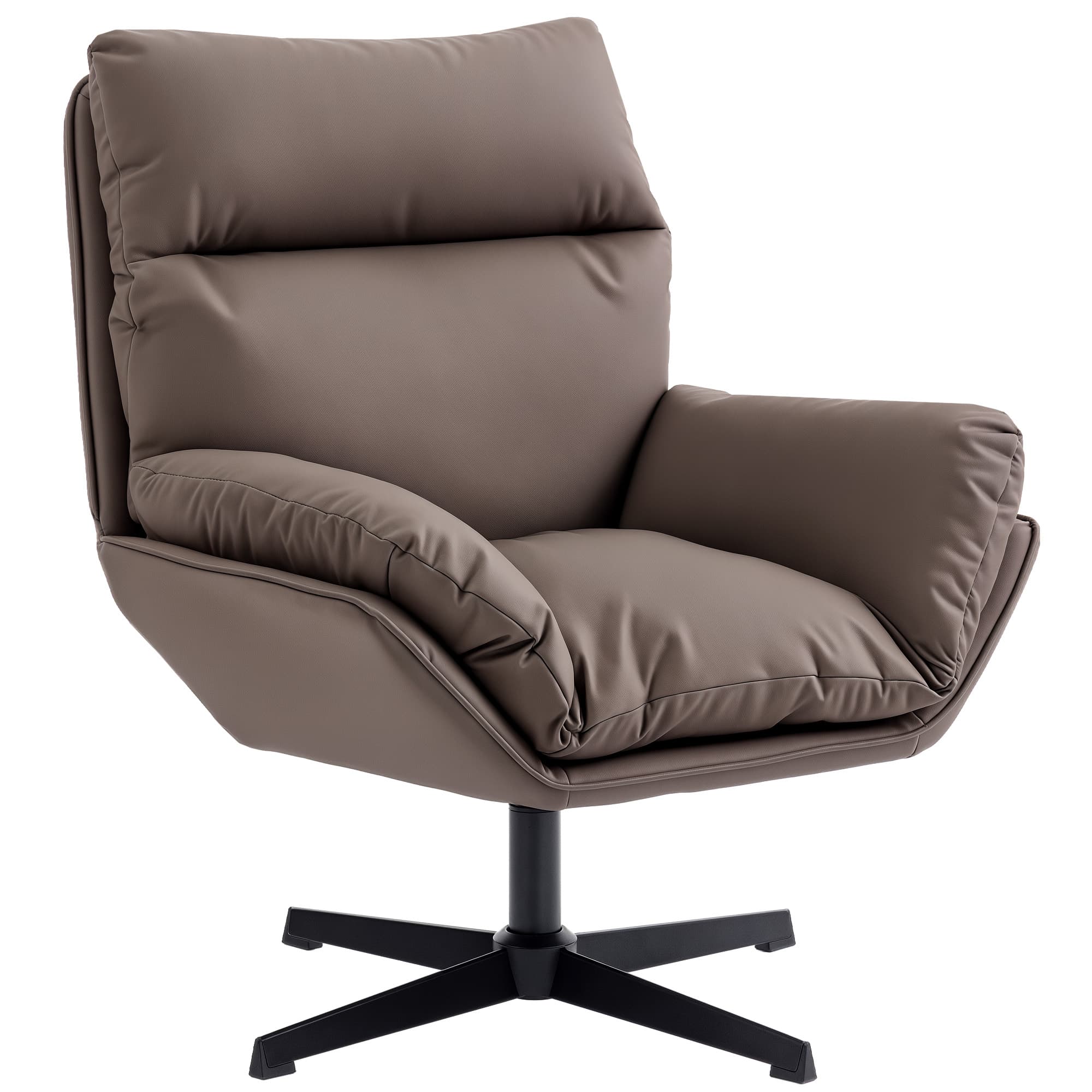 HOMCOM Accent Chair with 360° Swivel Armchair for Living Room with Padded Cushion Dark Brown