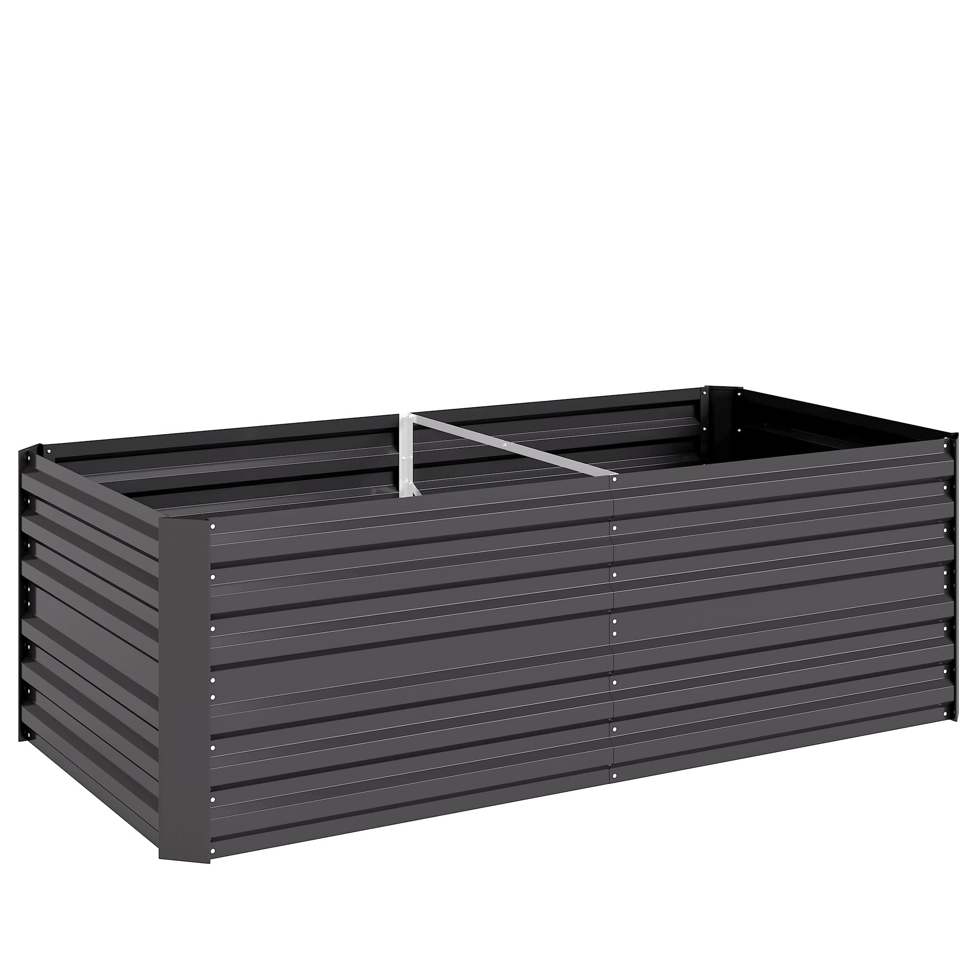 Outsunny Galvanised Steel Raised Bed, Rectangular Garden Boxes for Outdoor Garden, Dark Grey, 180 x 90 x 59 cm | Aosom UK