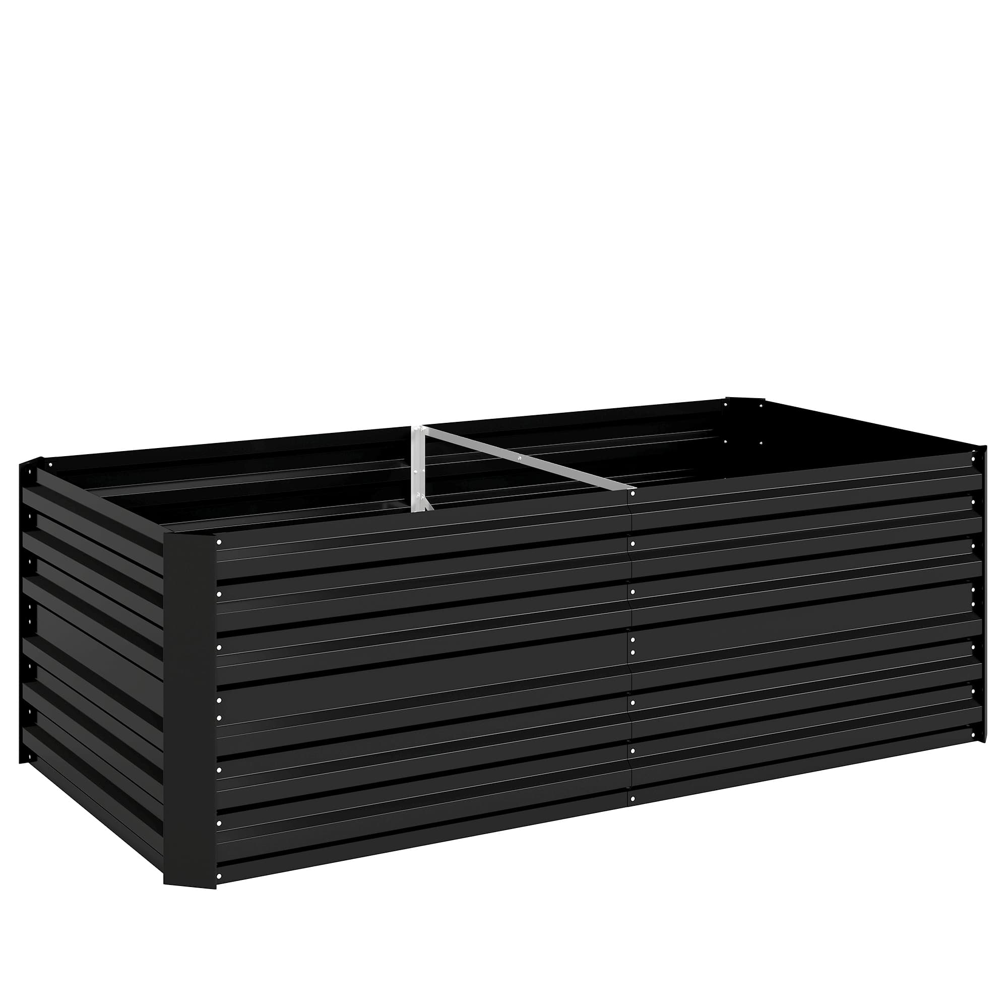 Outsunny Raised Beds for Garden, Galvanised Steel Outdoor Planters with Multi-reinforced Rods, 180 x 90 x 59 cm, Black