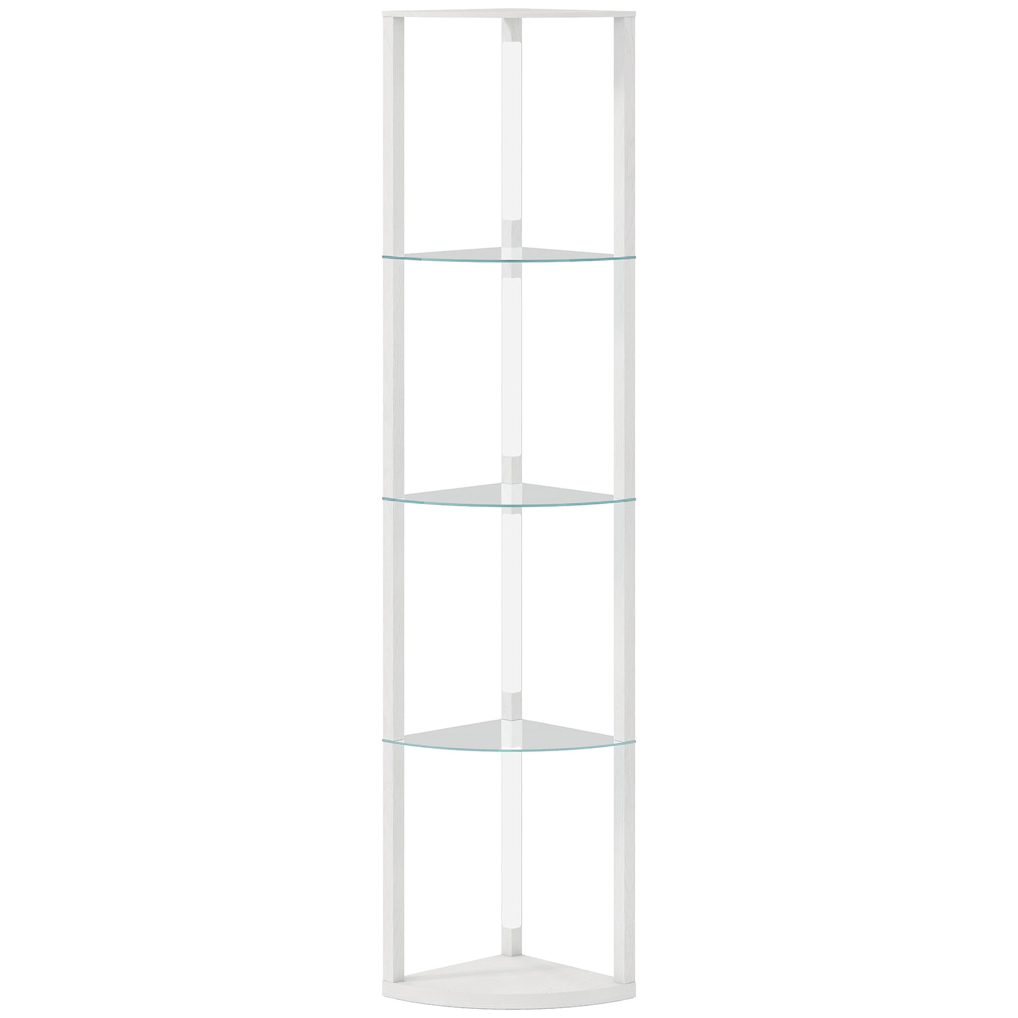 HOMCOM LED Floor Lamp with Shelves, Dimmable Standing Lamp with Foot Switch for Living Room, Bedroom, White