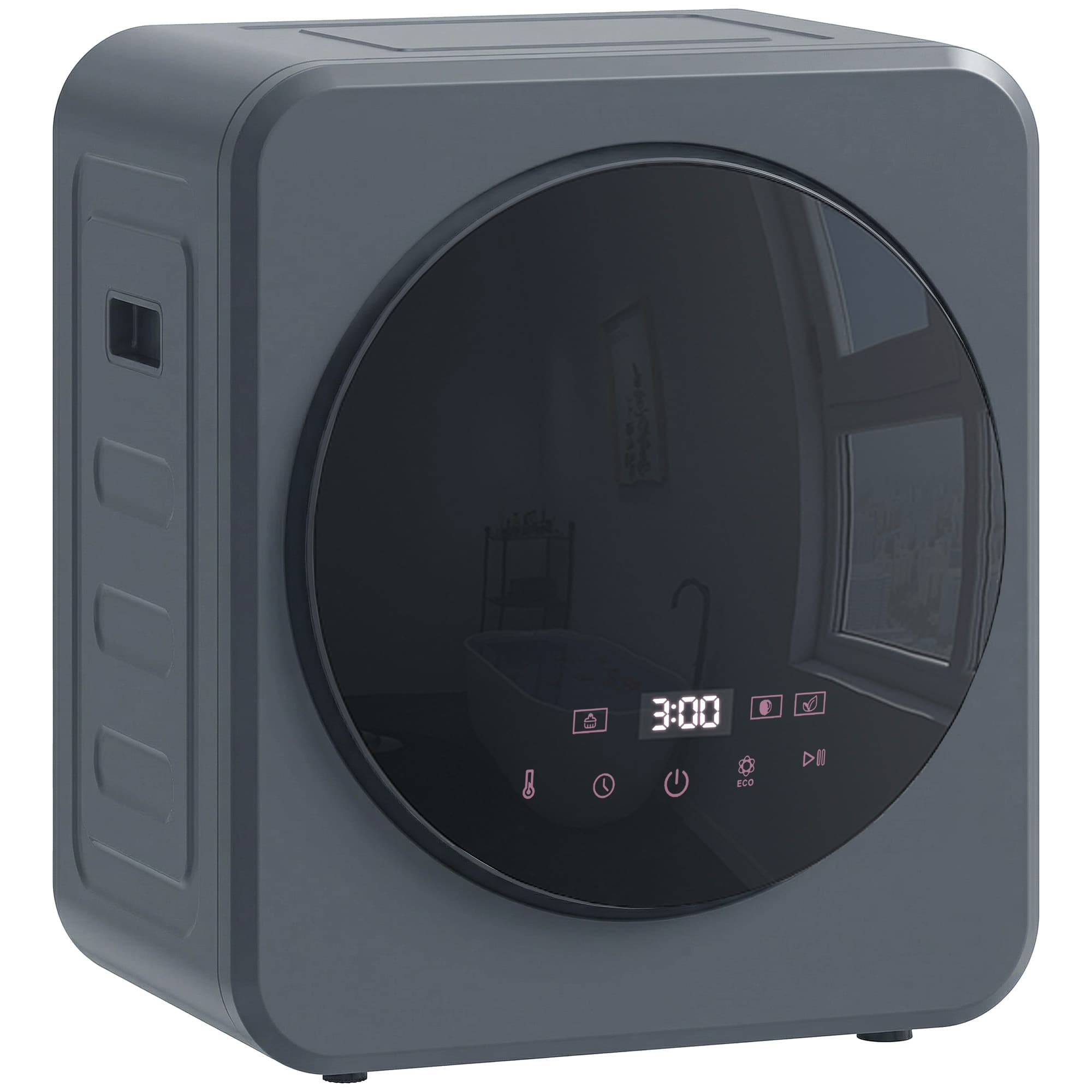 HOMCOM Vented Tumble Dryer, 4kg Front Tumble Dryer with Stainless Steel Tub, 800W Compact Freestanding Grey