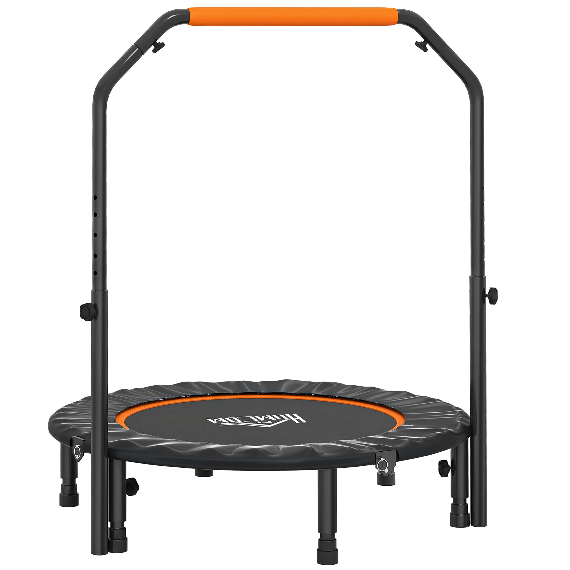HOMCOM 40'' Foldable Mini Trampoline, Fitness Trampoline, Rebounder for Adults with Adjustable Foam Handle for Indoor Outdoor Cardio Training