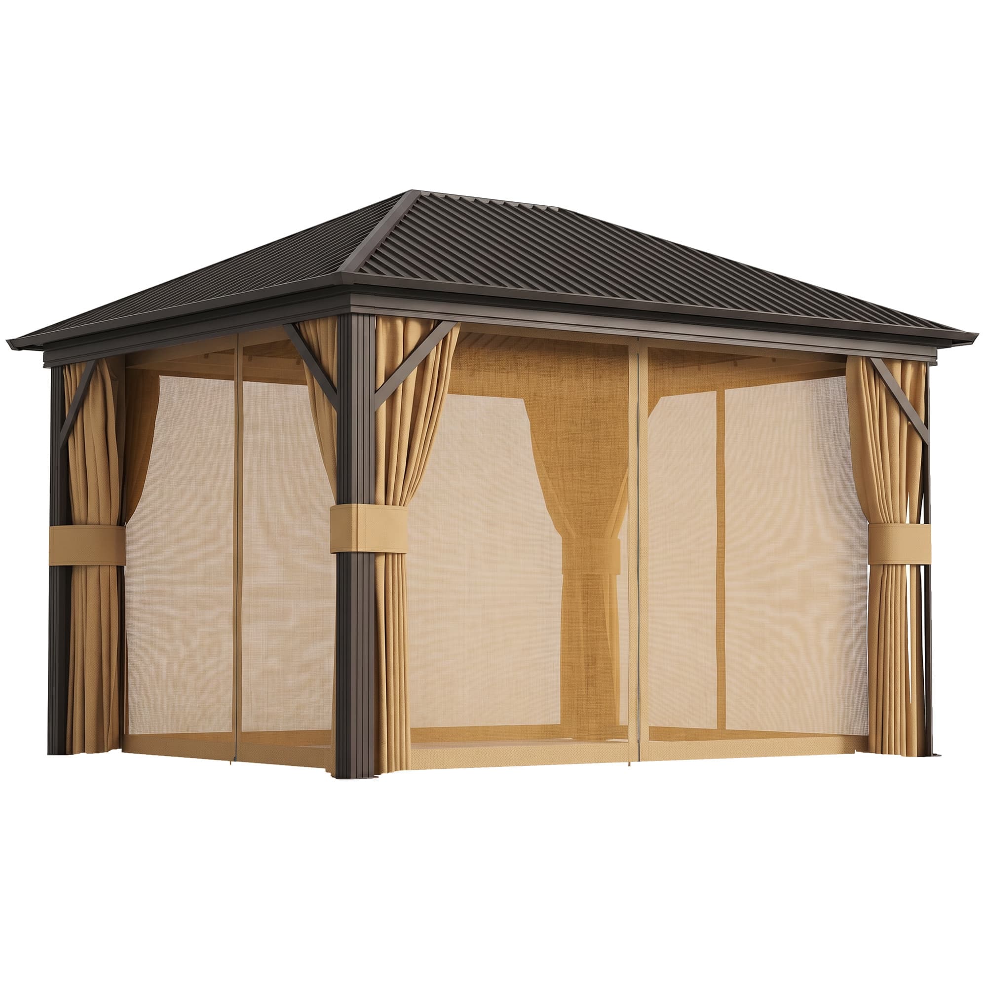 Outsunny 3.6 x 3(m) Aluminium Frame Hardtop Gazebo, with Accessories