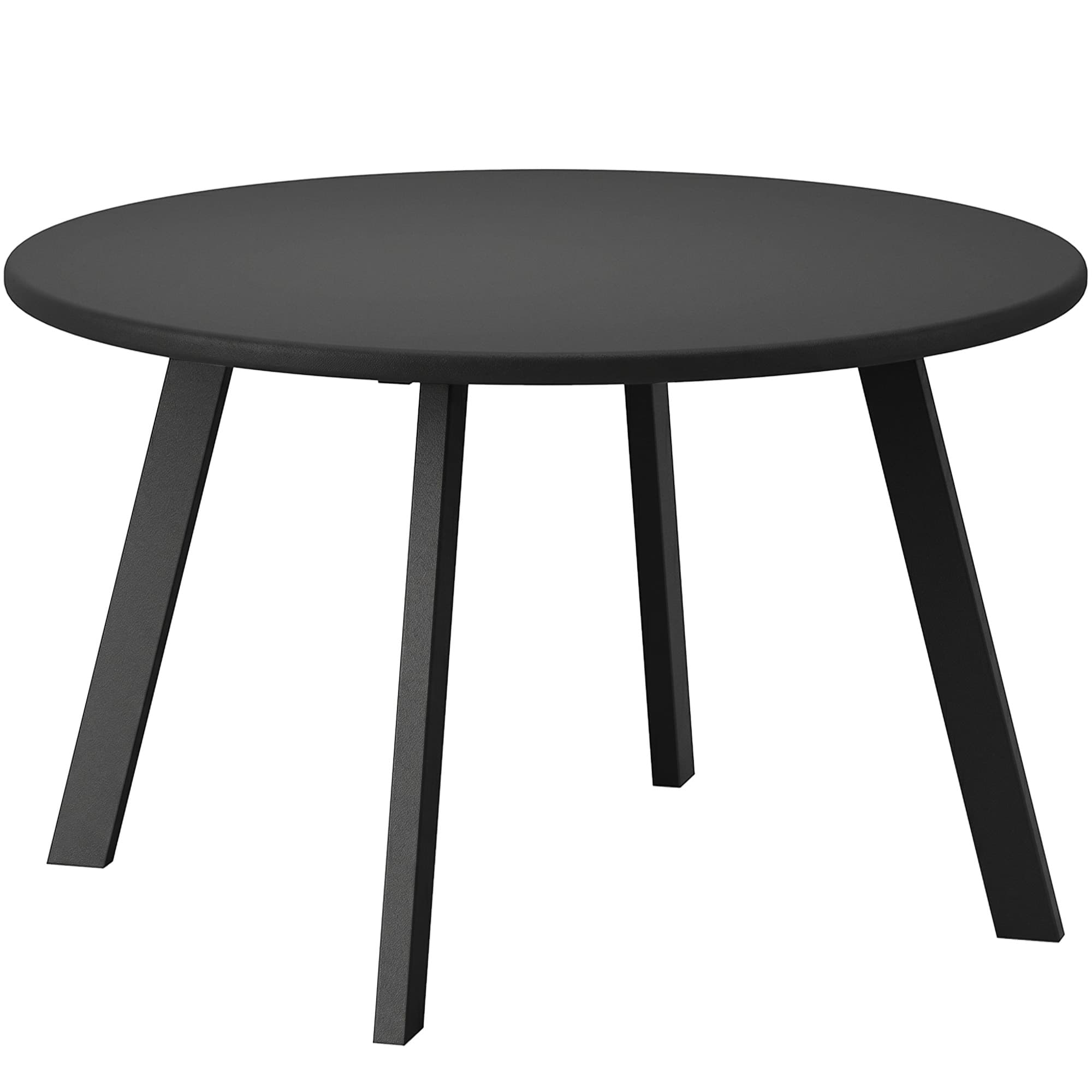 Outsunny 70cm Round Coffee Table, Outdoor Garden Table with Non-Slip Foot Pads and Metal Frame for Garden, Terrace, Balcony, Living Room, Black