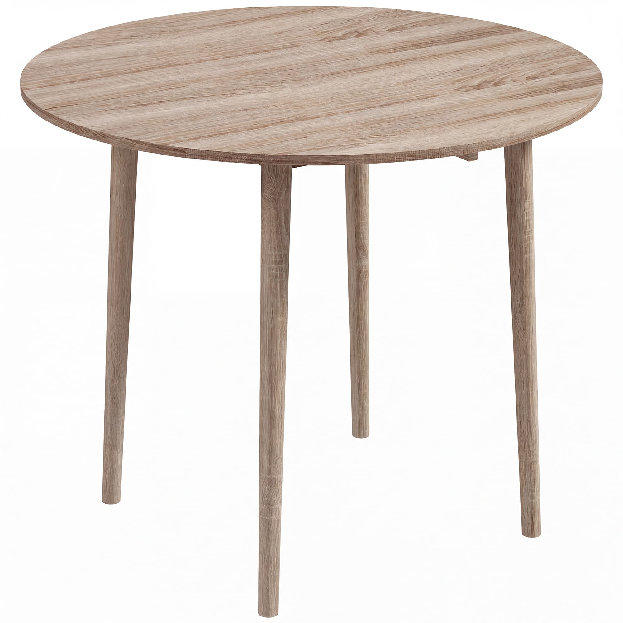 HOMCOM Round Wood Dining Table for 4-person, Folding Kitchen Table with Wood Legs for Dining Room, Drop Leaf Dining Table, Natural | Aosom UK