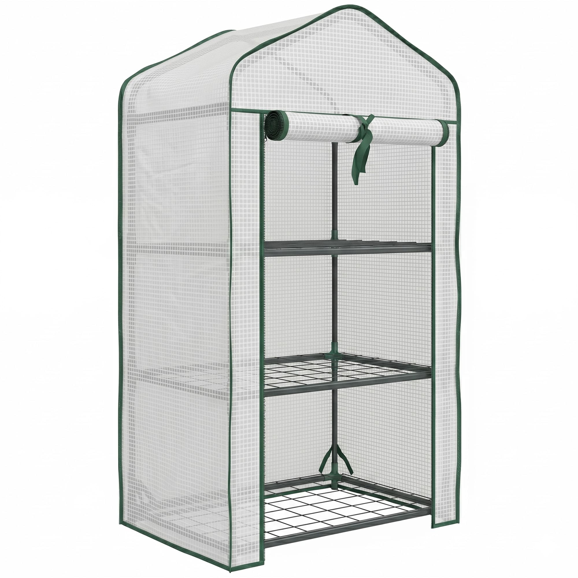 Outsunny Three-Tier Mini Greenhouse - White | Aosom UK