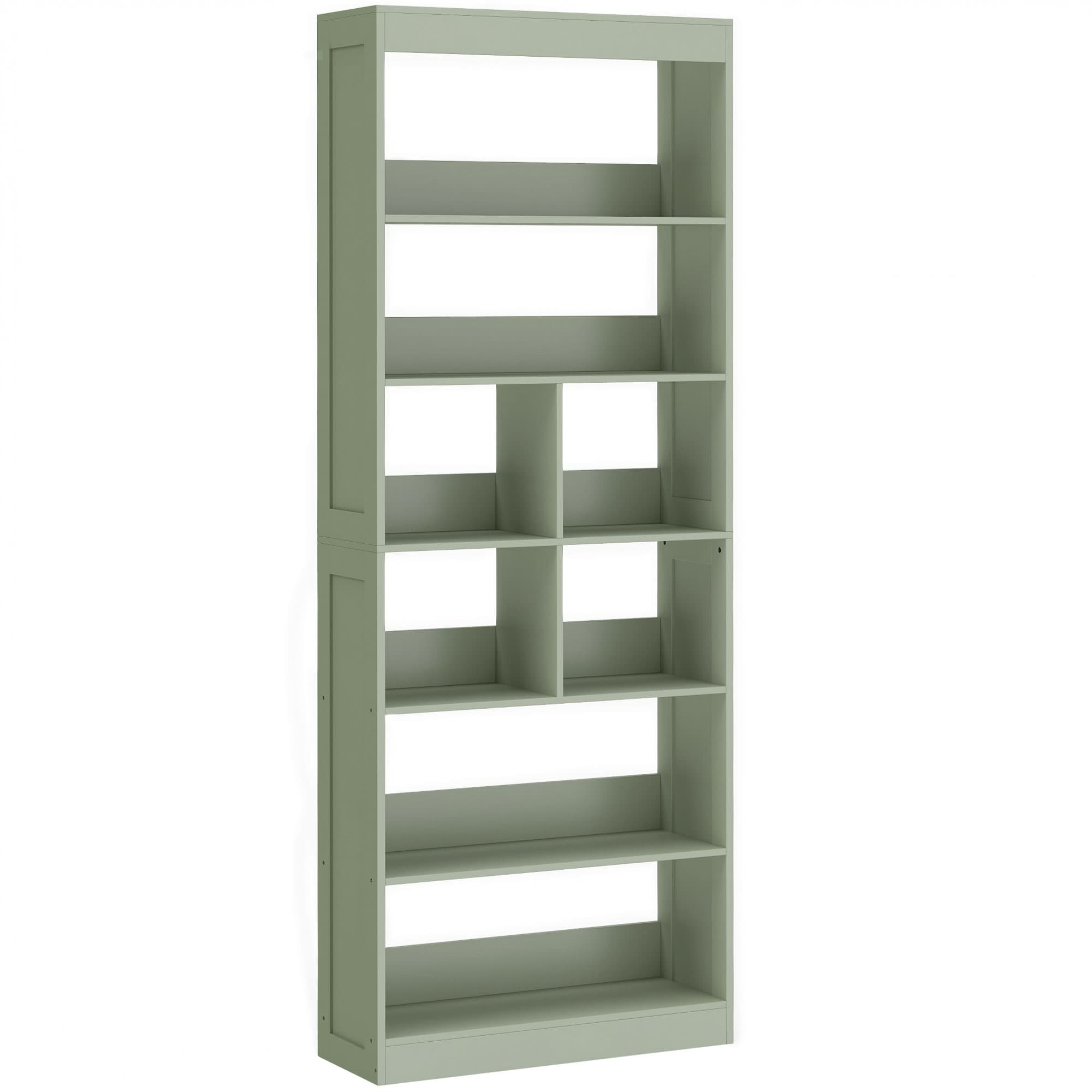 HOMCOM Bookcase, 6-Tier Bookshelf with Open Storage Shelves, Cubes, 180 cm Tall Display Shelf with Anti-Tipping Design, Green