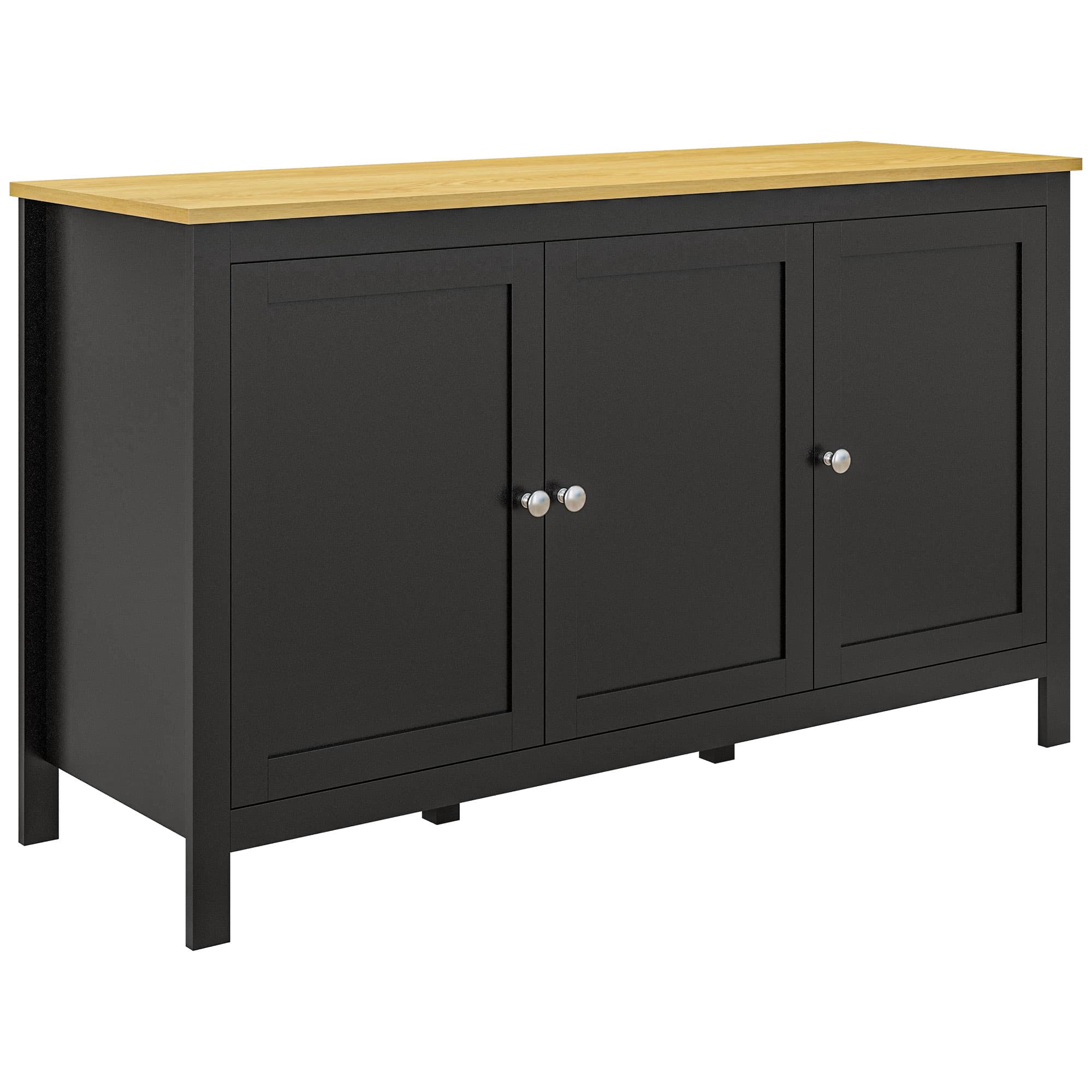 HOMCOM Sideboard, Buffet Cabinet with Doors and Adjustable Shelves for Living Room, Entryway, Black and Natural