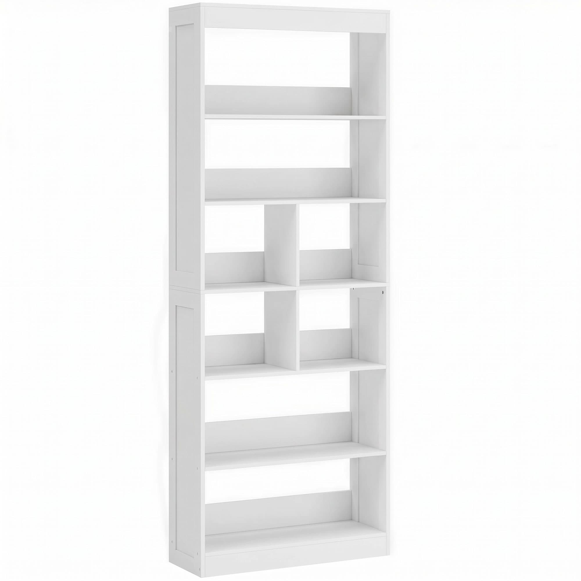 HOMCOM Bookcase, 6-Tier Bookshelf with Open Storage Shelves, Cubes, 180 cm Tall Display Shelf with Anti-Tipping Design, White
