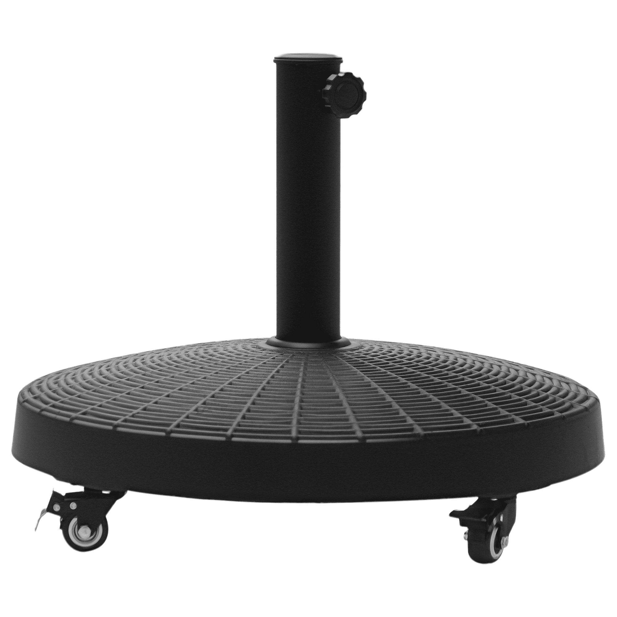 Outsunny Resin Umbrella Base: Wheeled Sunshade Stand with Brakes, 22.7kg Weight for Outdoor Stability, Round Design | Aosom UK