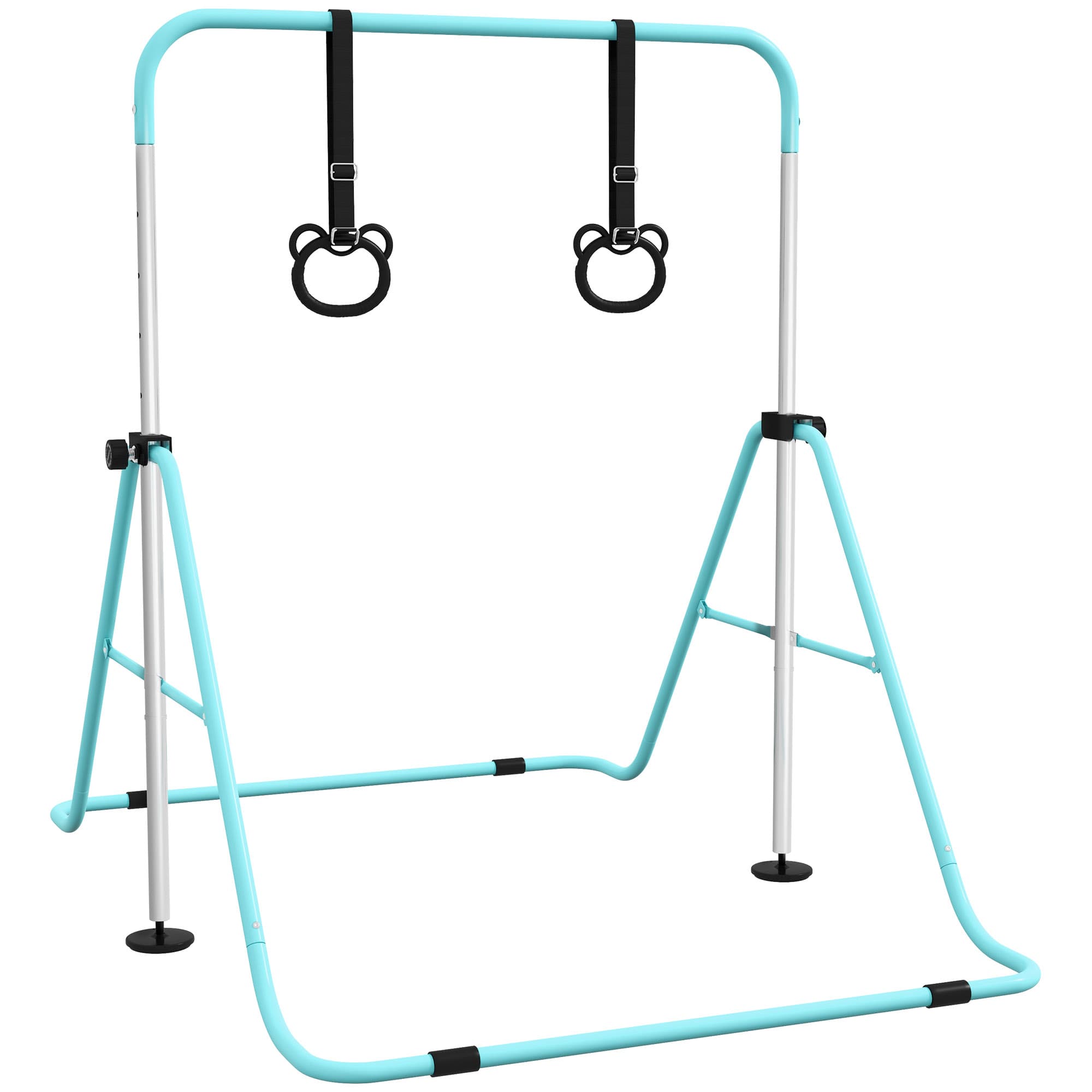 HOMCOM Adjustable Height, Foldable Kids Gymnastics Bar w/ Non-Slip Mats, for 3+ Years, Green | Aosom UK