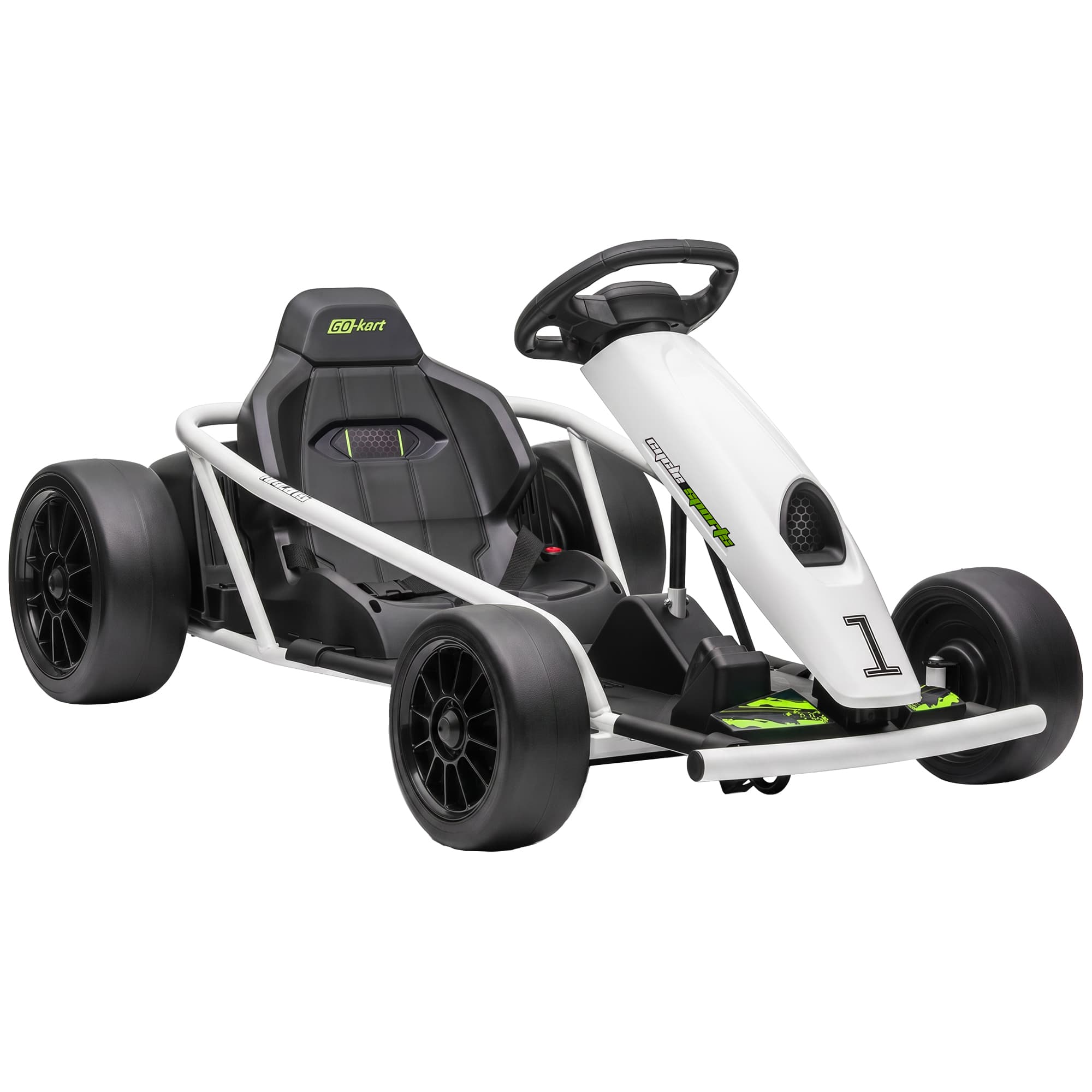 HOMCOM 24V Electric Go Kart for Kids, Drift Ride-On Racing Go Kart with 2 Speeds, for Boys Girls Aged 8-12 Years Old, White | Aosom UK