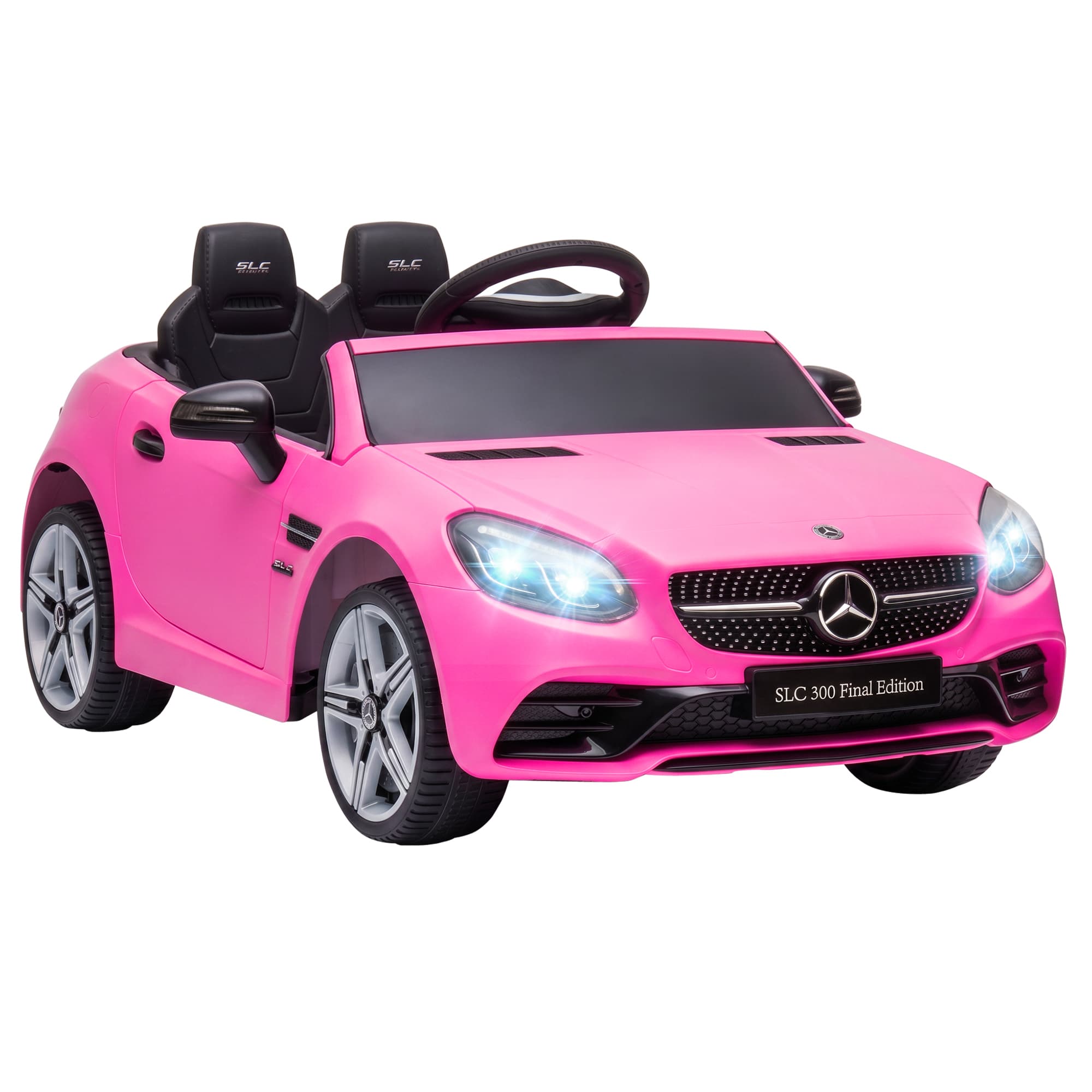 AIYAPLAY Mercedes Benz SLC 300 Licensed 12V Kids Electric Ride On Car with Parental Remote Two Motor Music Light Suspension Wheel for 3-6 Years Pink