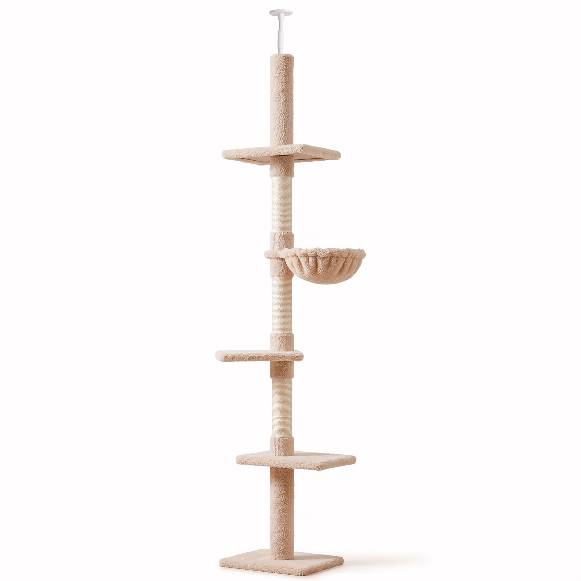 PawHut Floor to Ceiling Cat Tree 5-Tier Kitty Tower Activity Center Scratching Post 230-260cm