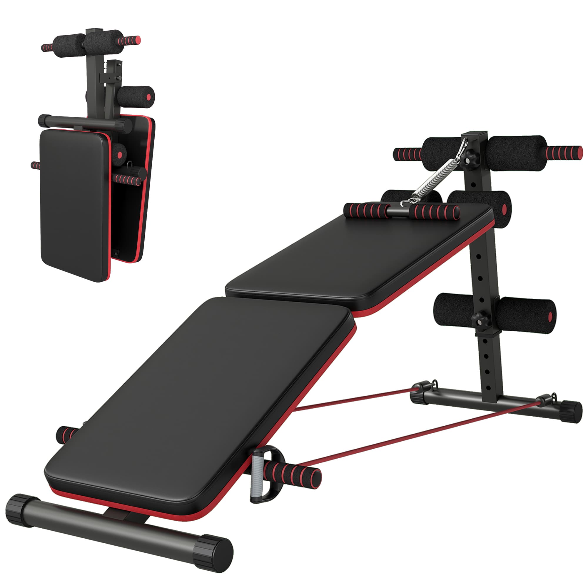 HOMCOM Steel Foldable Home Core Workout Bench Red/Black | Aosom UK