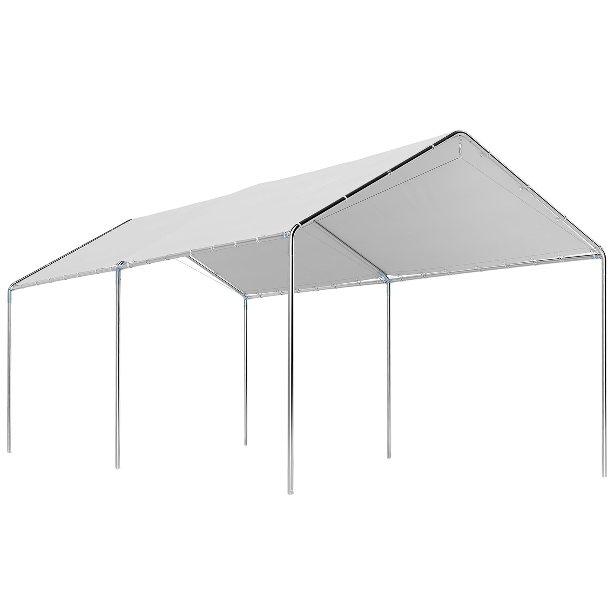 Outsunny Waterproof 3 x 6m Heavy Duty Carport Garage Car Shelter Galvanized Steel Outdoor Canopy Tent Water UV Resistant Waterproof, White | Aosom UK