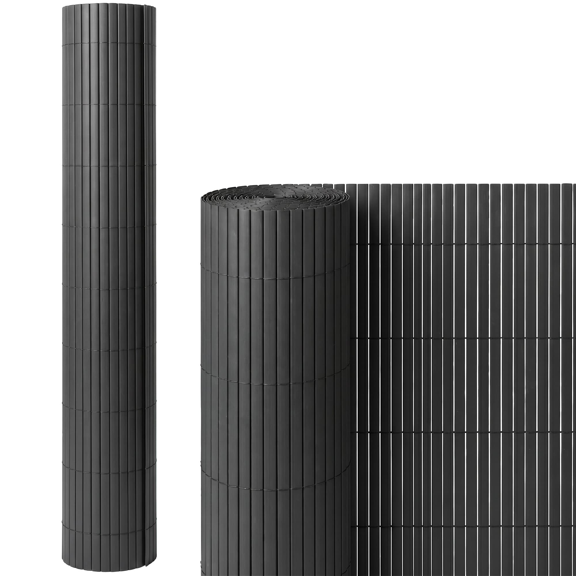 Outsunny 2Pcs Plastic Privacy Screening Fence, 1m x 3 m Waterproof Windbreak Fence, Dark Grey