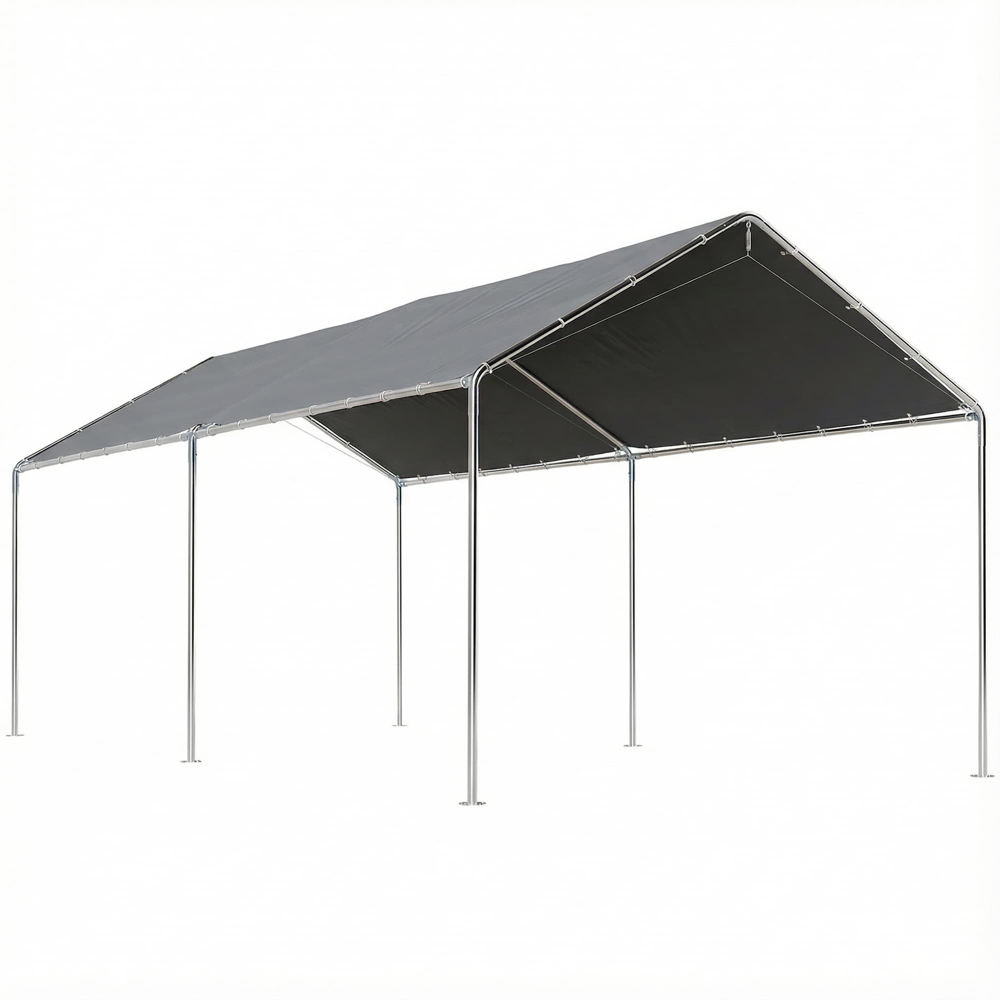 Outsunny 3 x 6m Heavy Duty Carport Garage Car Shelter Galvanized Steel Outdoor Open Canopy Tent Water UV Resistant Waterproof, Grey | Aosom UK